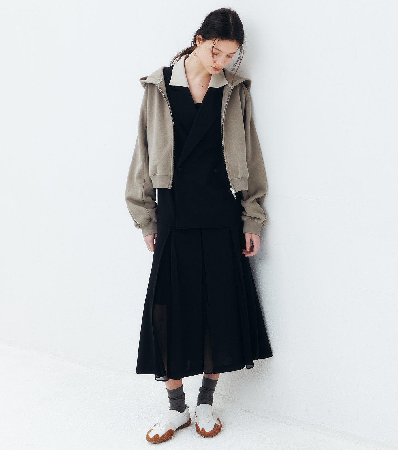 Pleated Skirt w/Sheer Detail