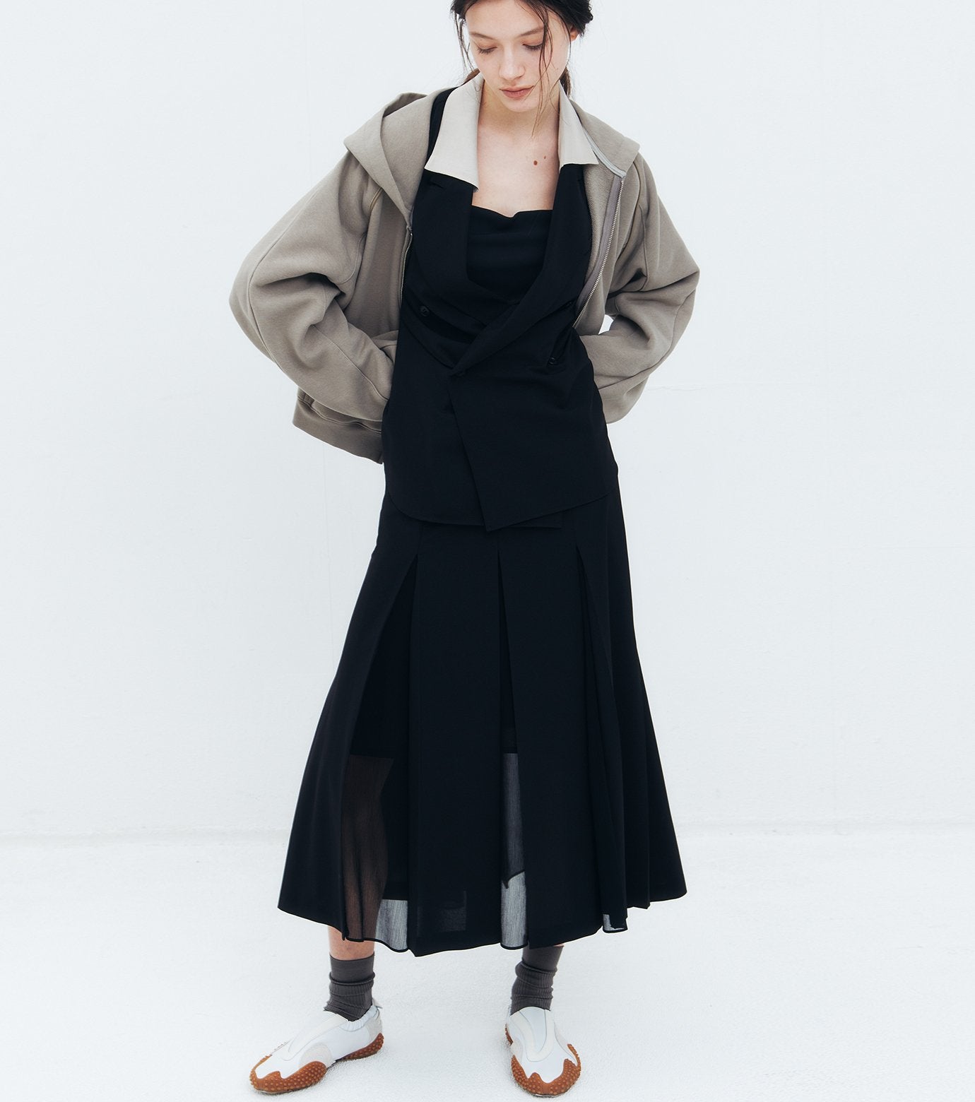 Pleated Skirt w/Sheer Detail