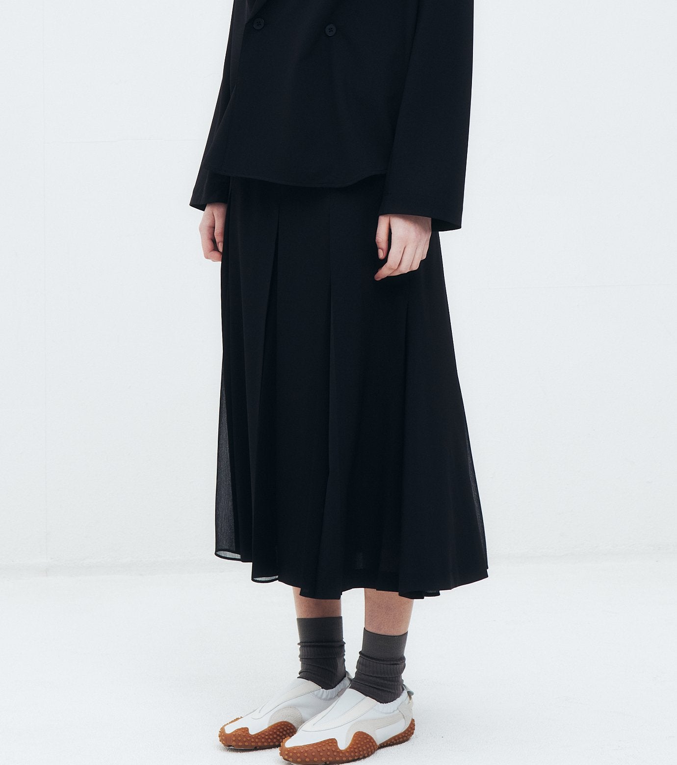 Pleated Skirt w/Sheer Detail