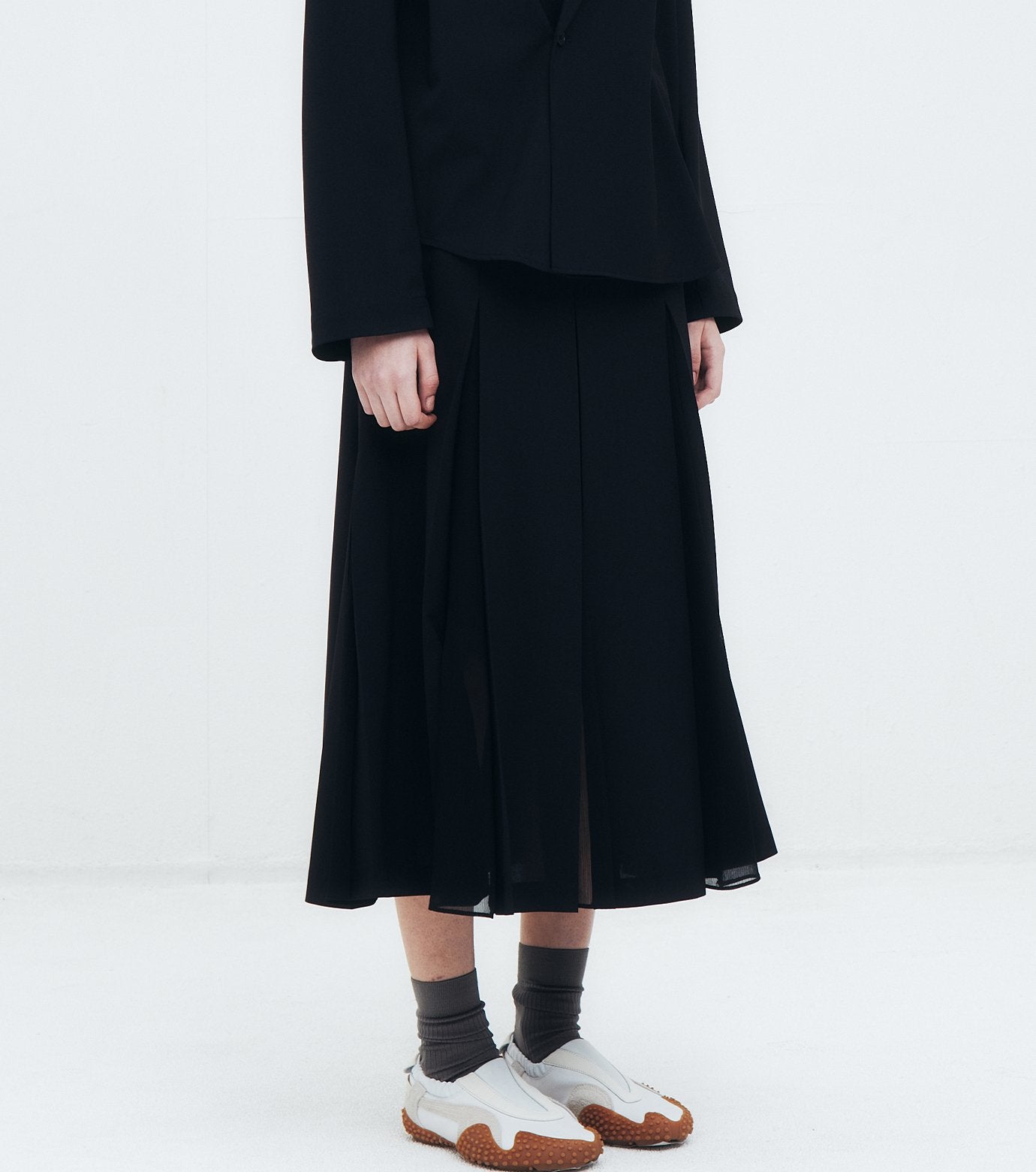 Pleated Skirt w/Sheer Detail