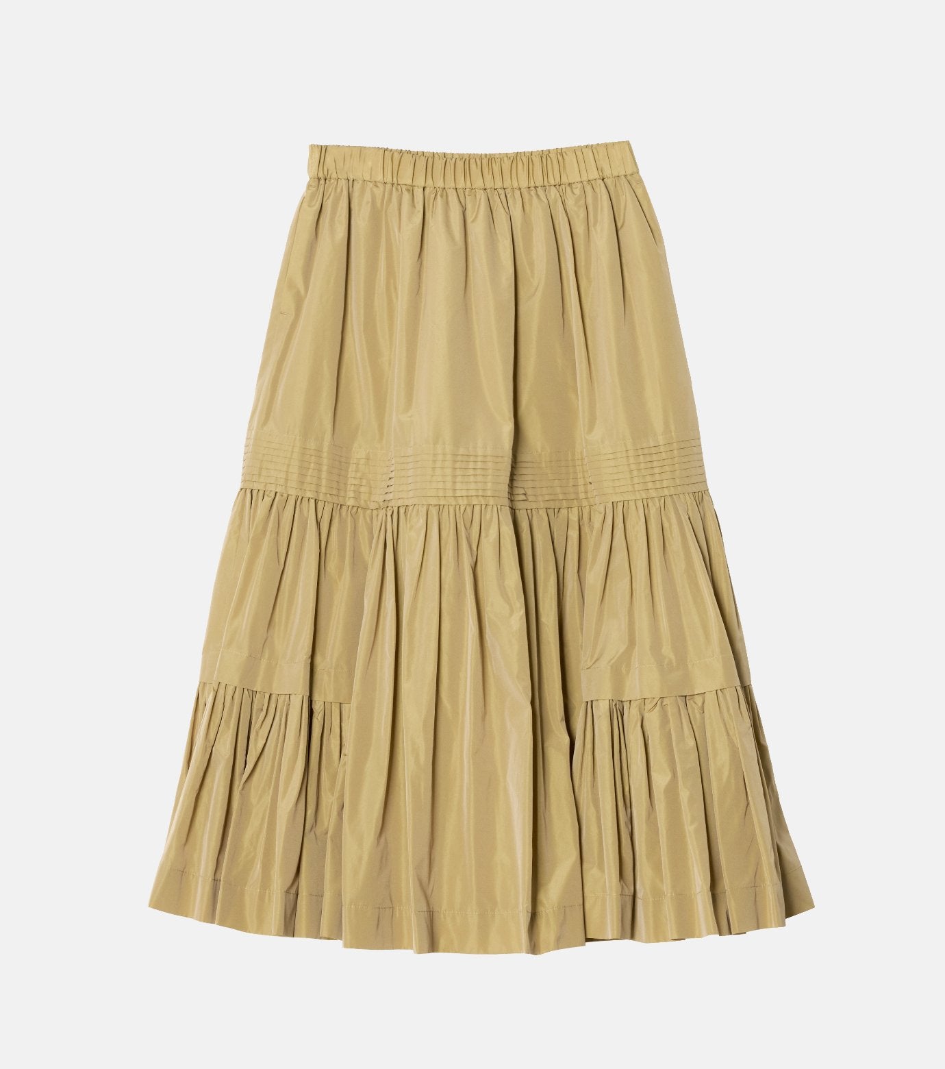 Taffeta Gathered Midi Skirt