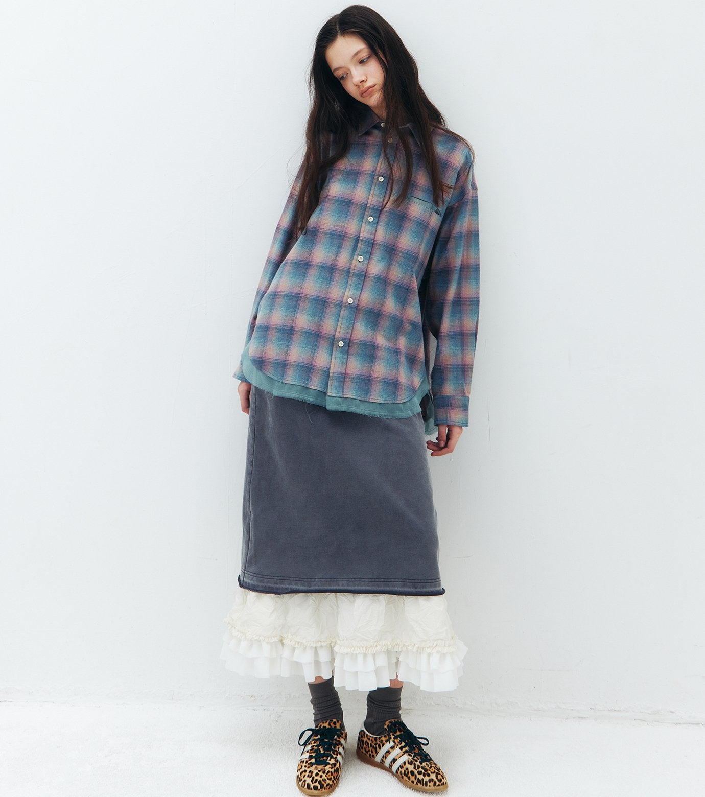 Washed Sweat Skirt Ruffle Hem