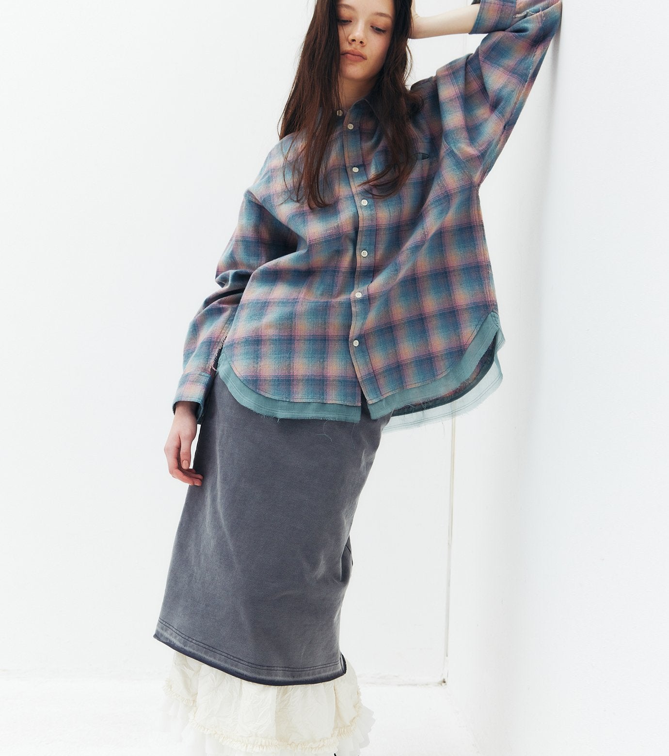 Washed Sweat Skirt Ruffle Hem