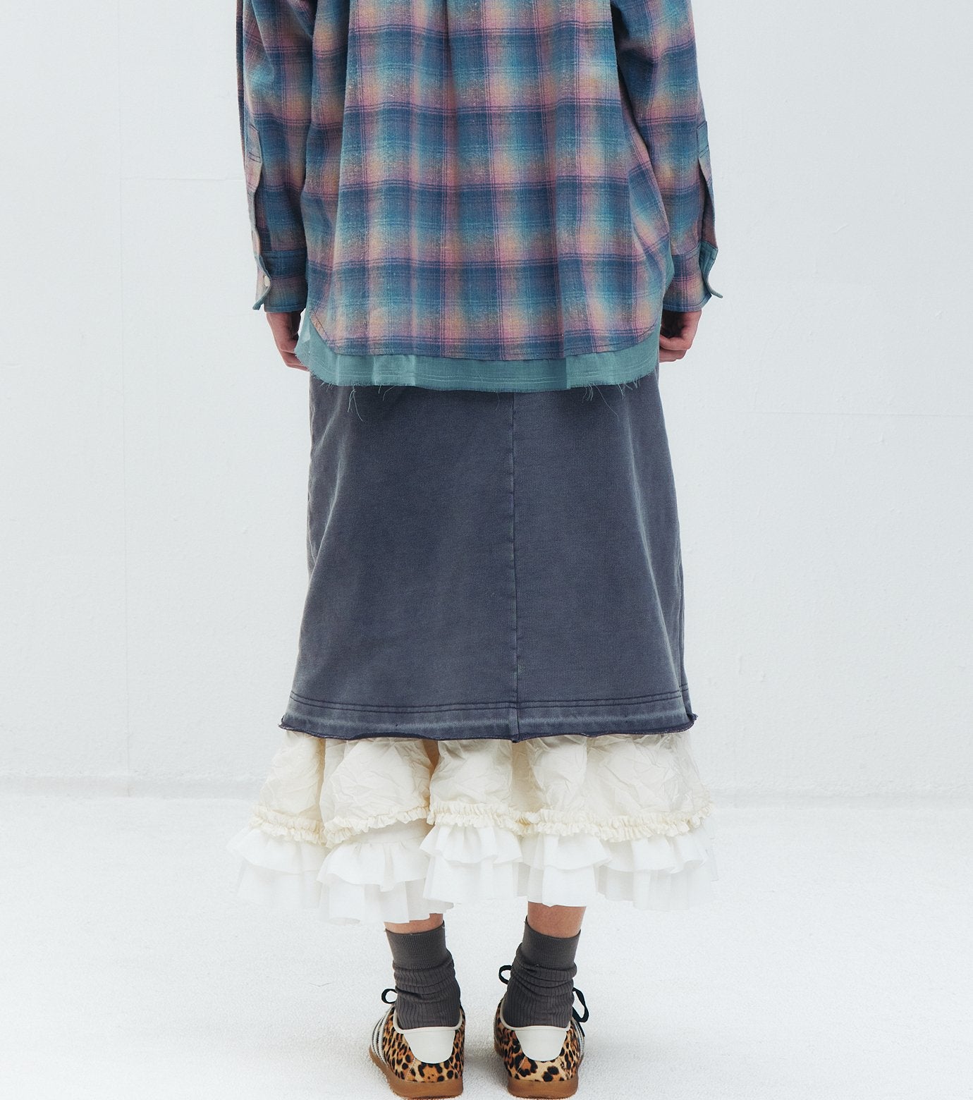 Washed Sweat Skirt Ruffle Hem
