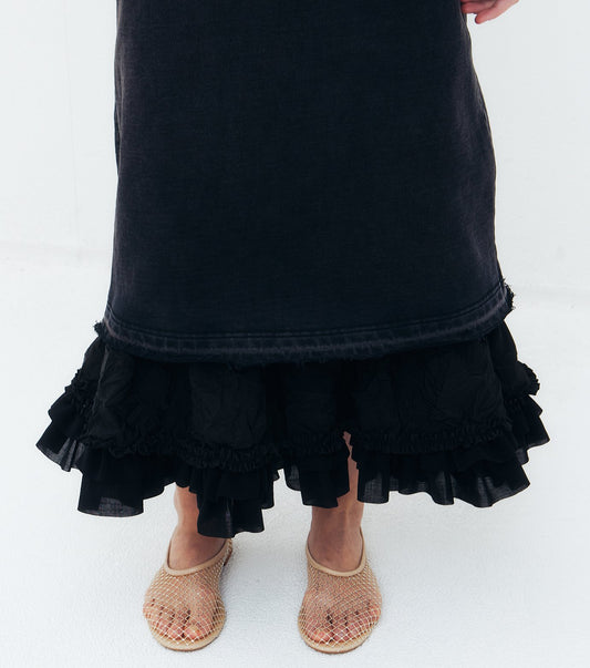 Washed Sweat Skirt Ruffle Hem