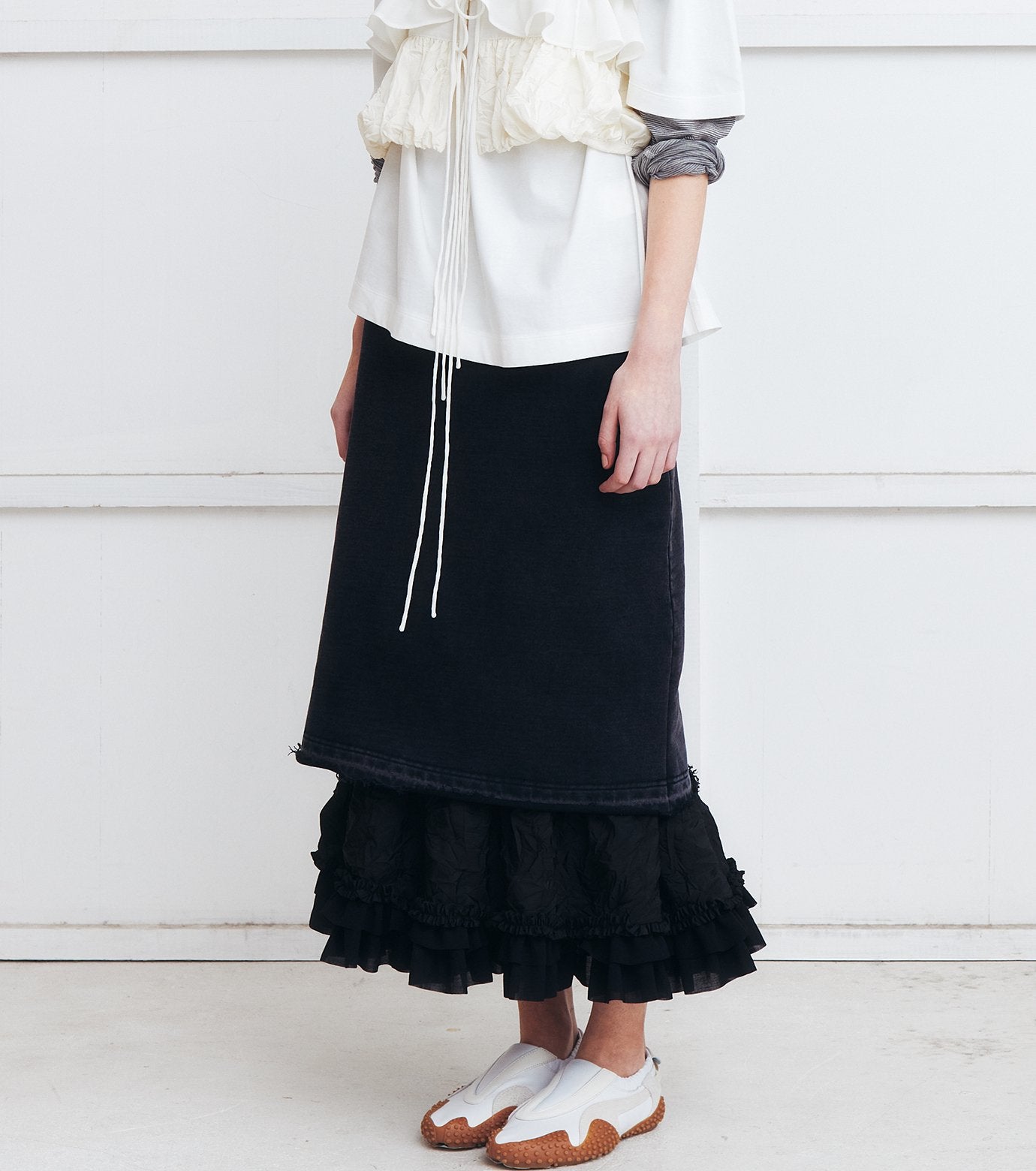 Washed Sweat Skirt Ruffle Hem