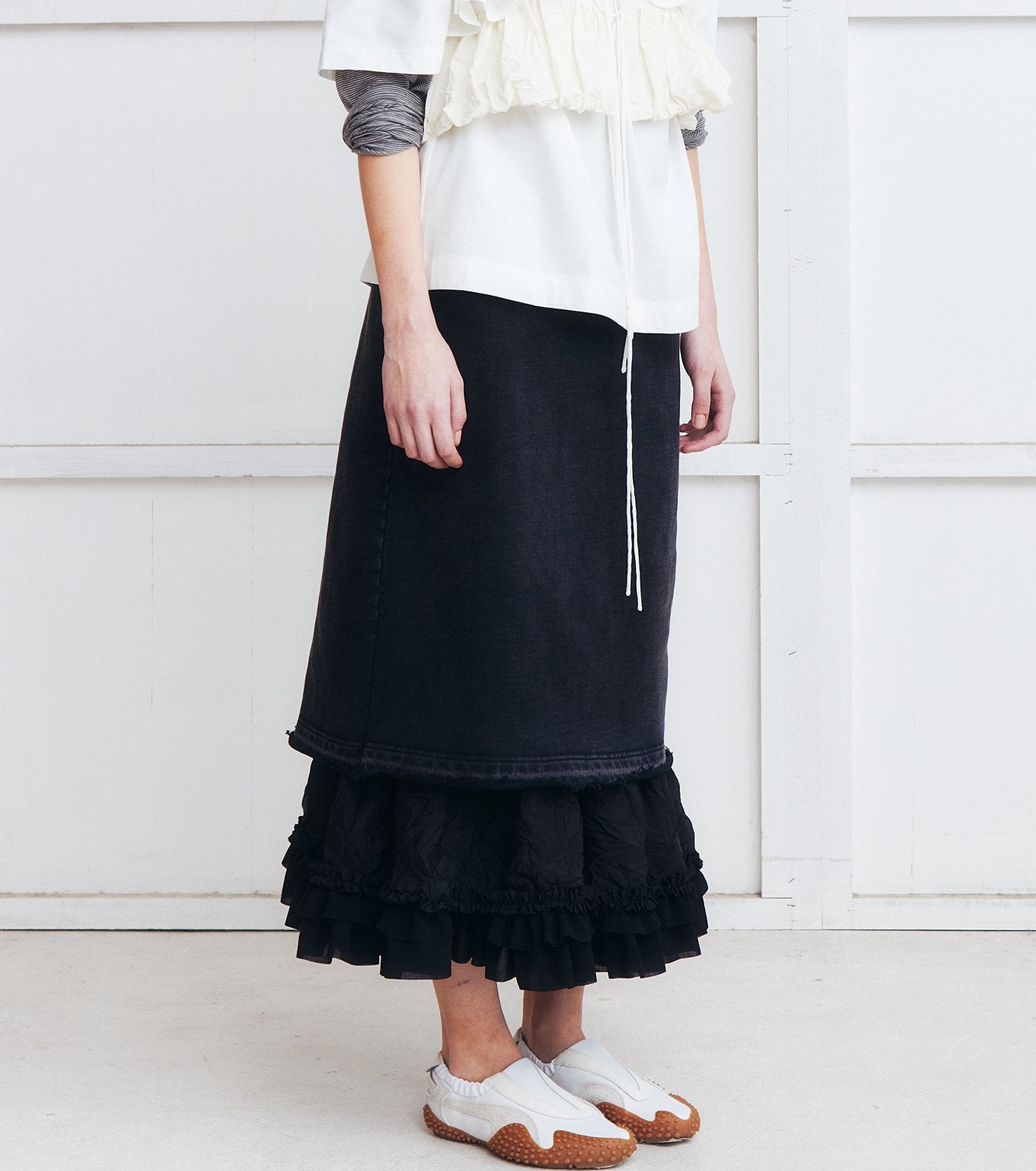Washed Sweat Skirt Ruffle Hem
