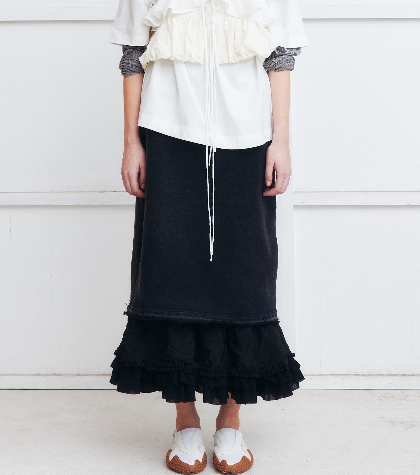 Washed Sweat Skirt Ruffle Hem