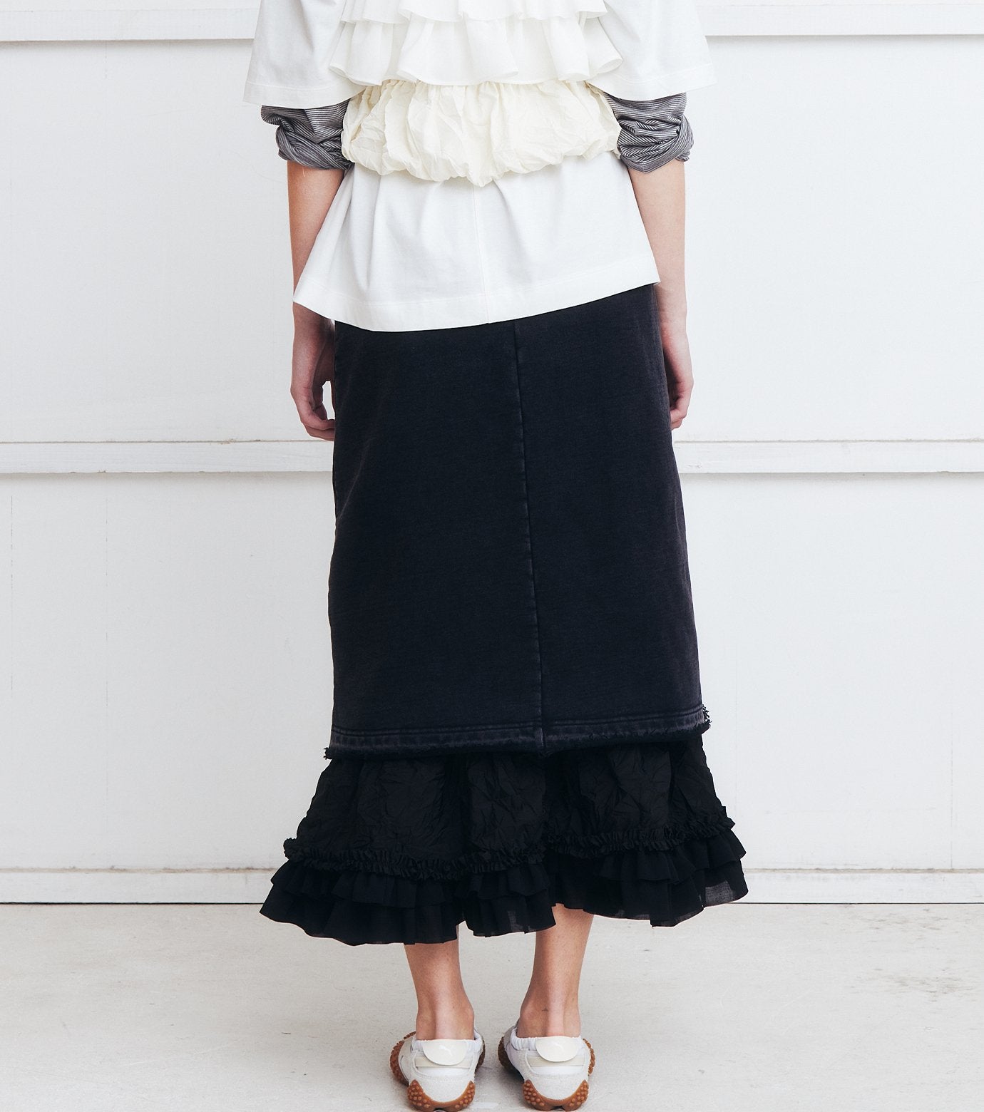 Washed Sweat Skirt Ruffle Hem