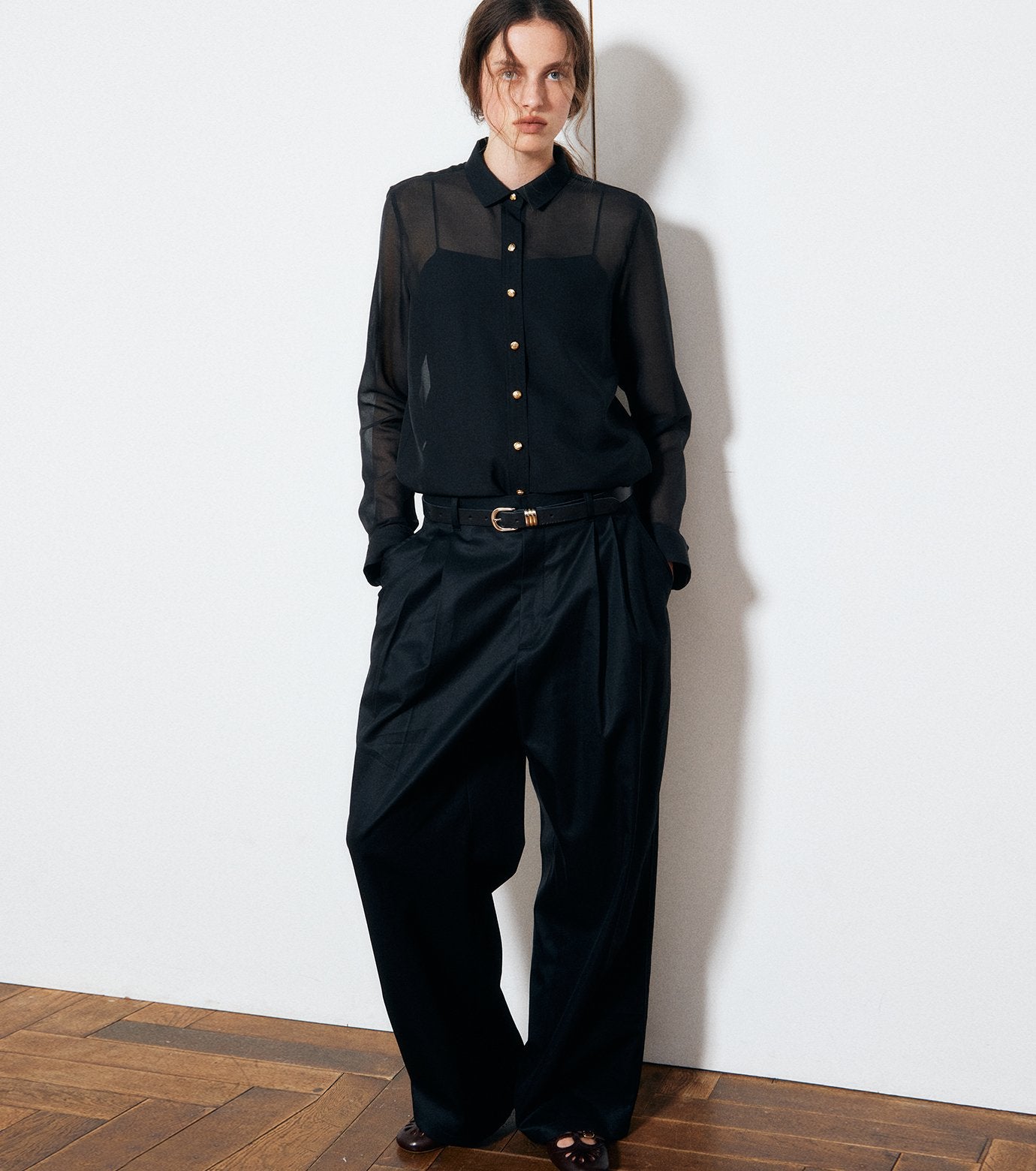 Gloss-Finish Chinos