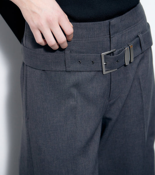 Low-Rise Trousers w/Belt