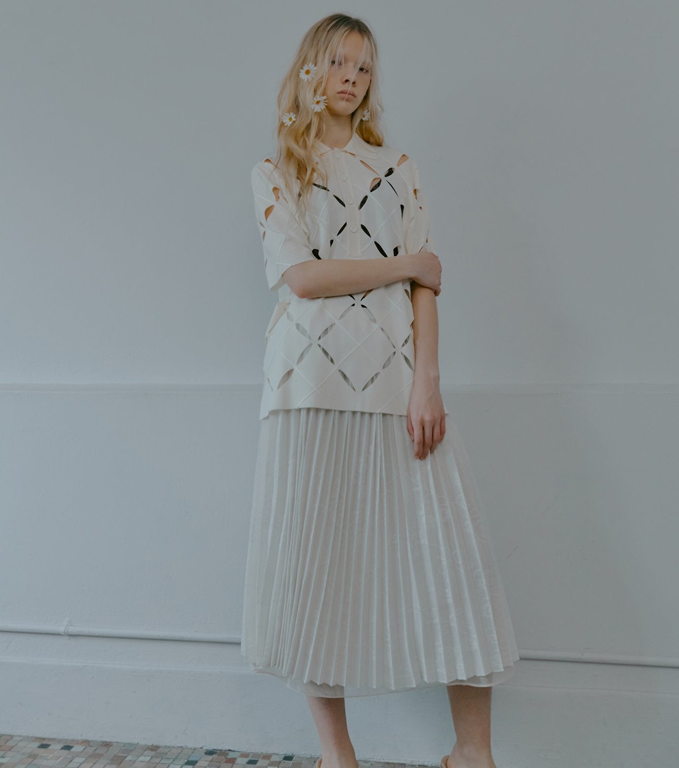 Argyle Cut-Out Polo Knit