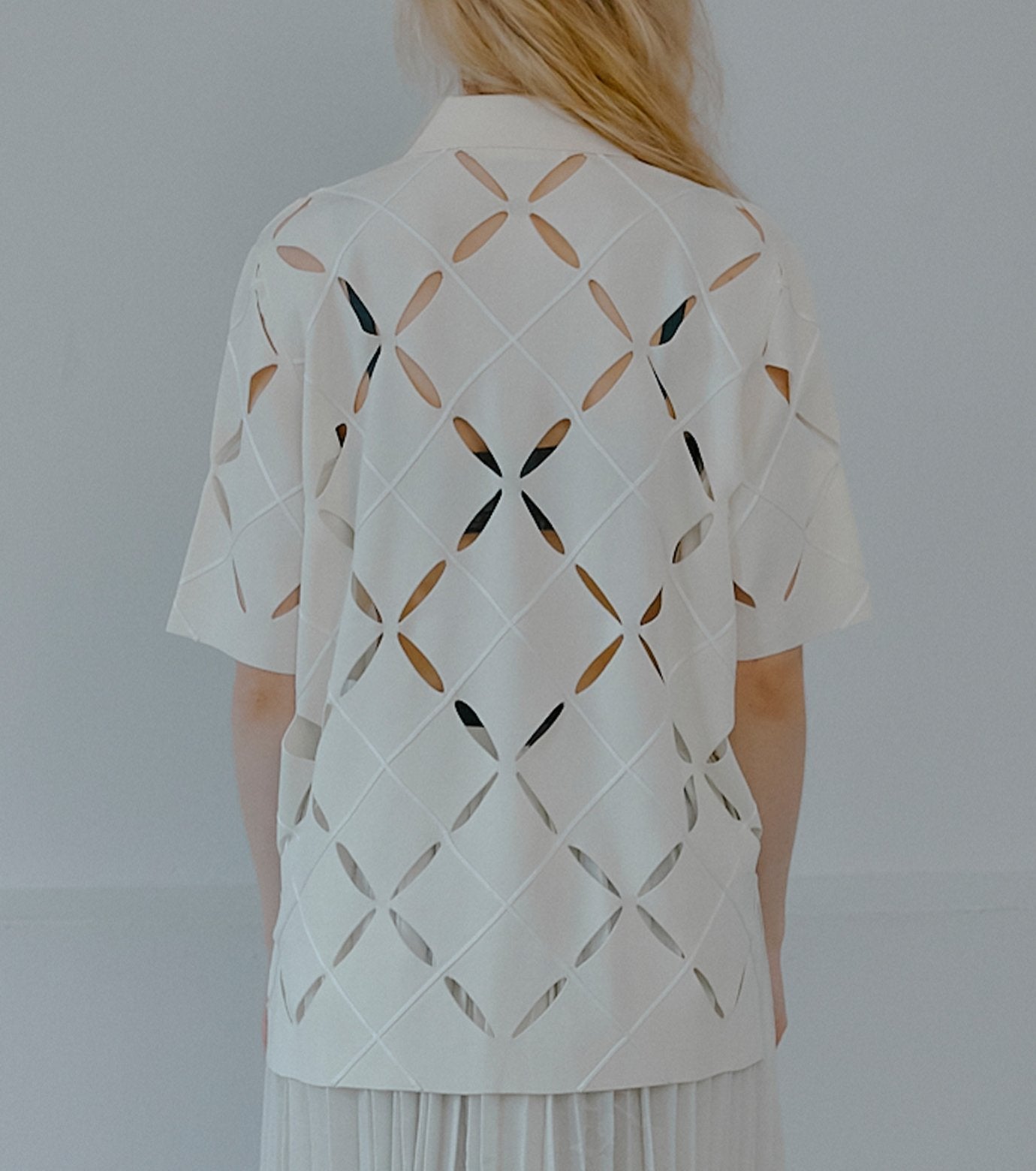 Argyle Cut-Out Polo Knit