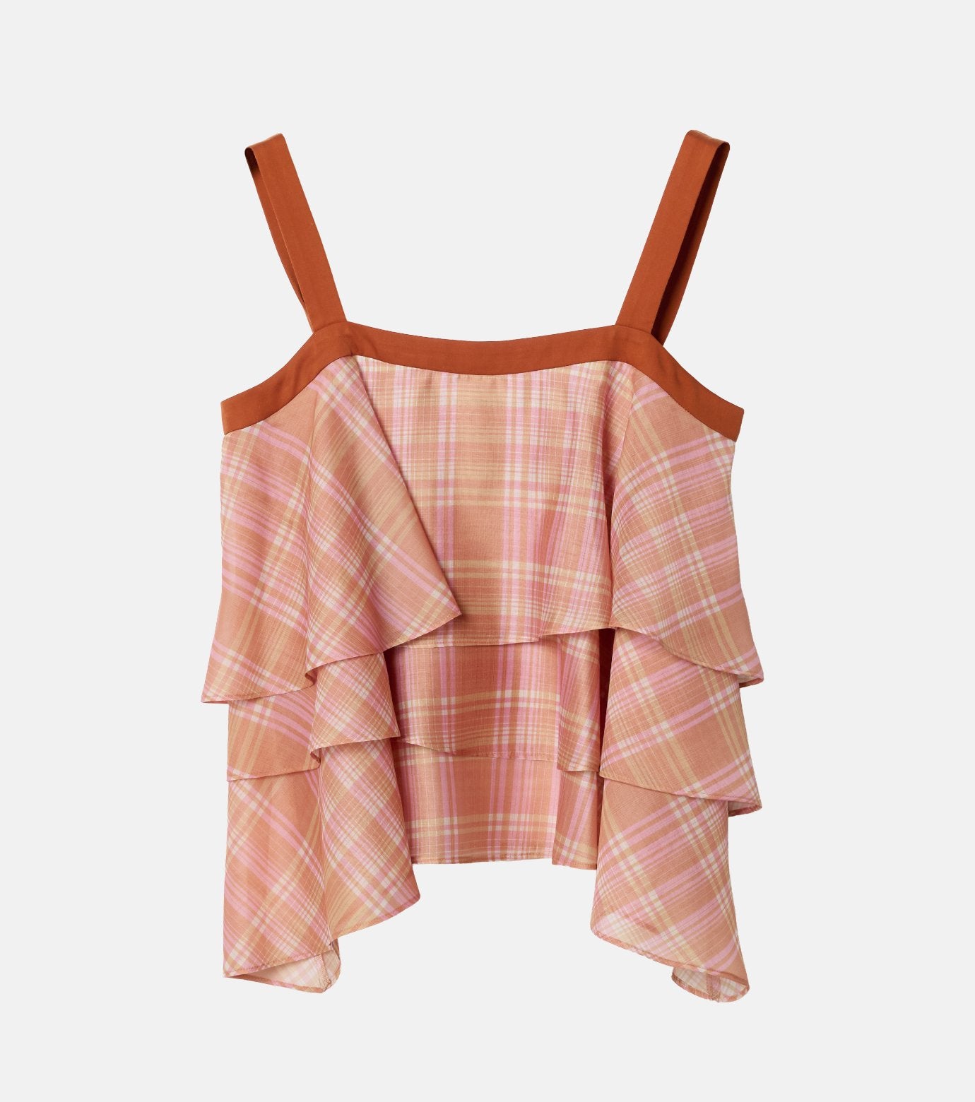 Plaid Print Tiered Cami Top