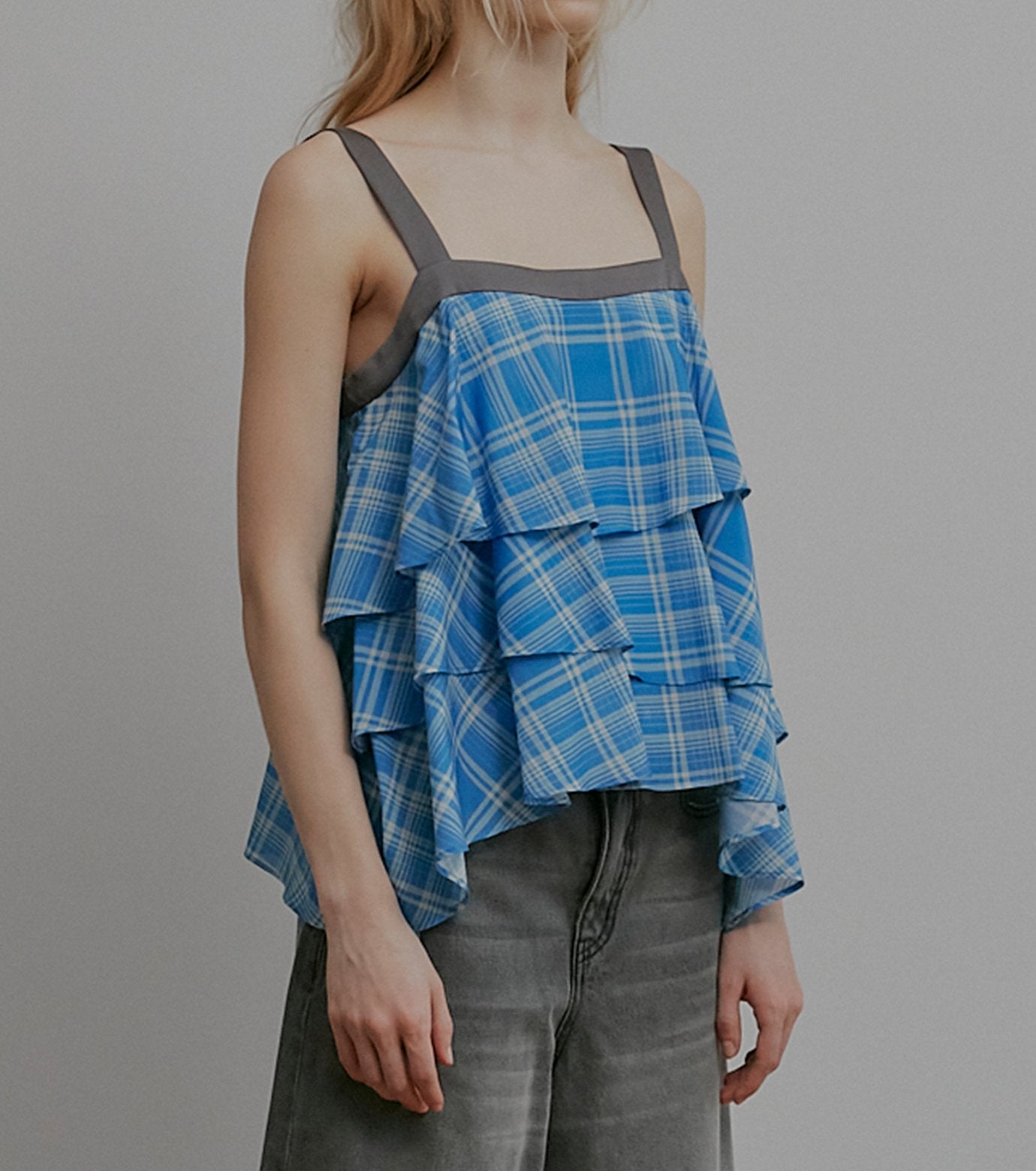 Plaid Print Tiered Cami Top