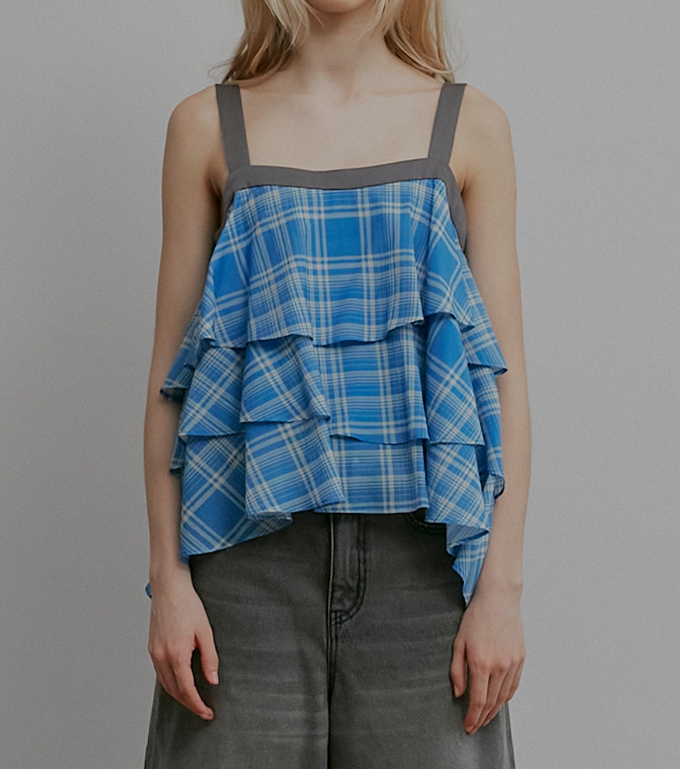 Plaid Print Tiered Cami Top