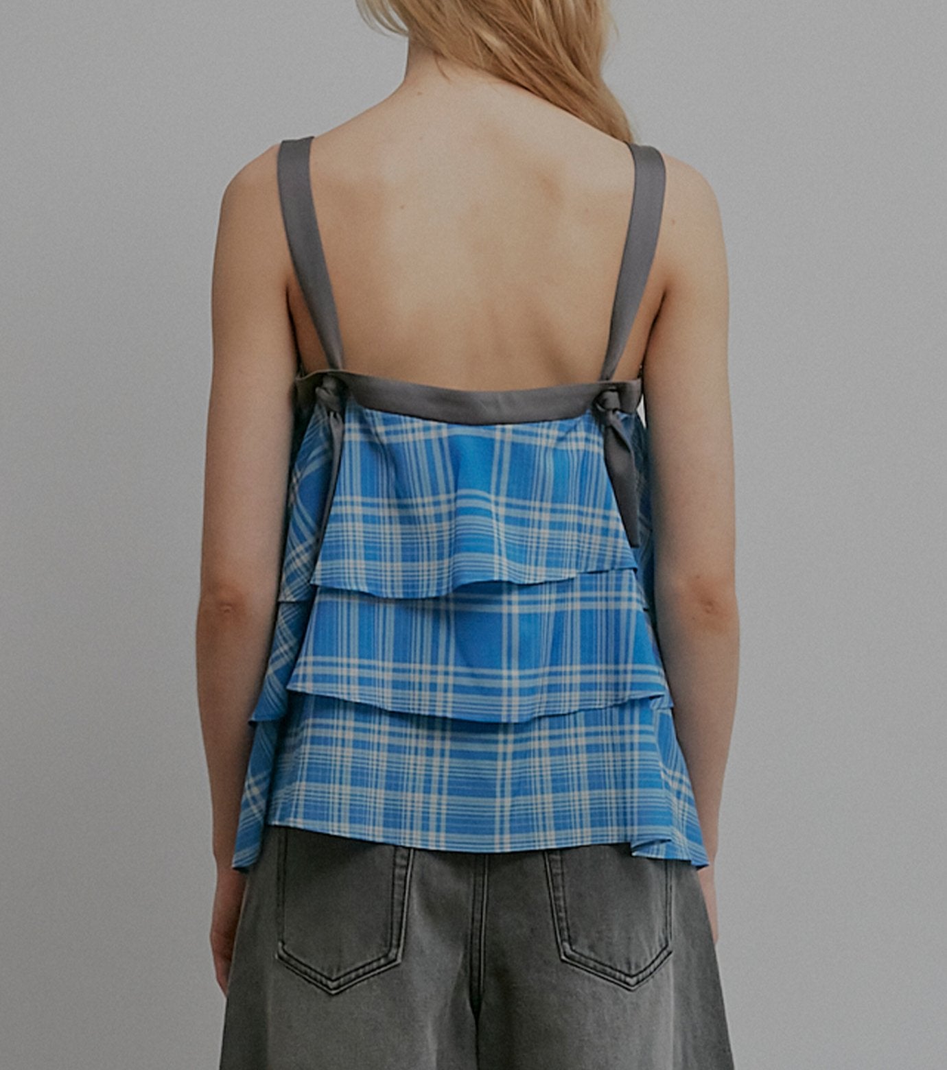 Plaid Print Tiered Cami Top