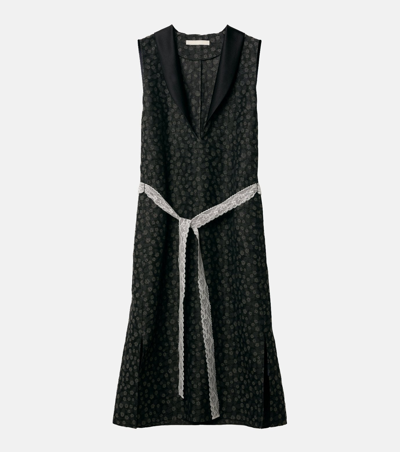 Floral Jacquard Shawl Collar Dress