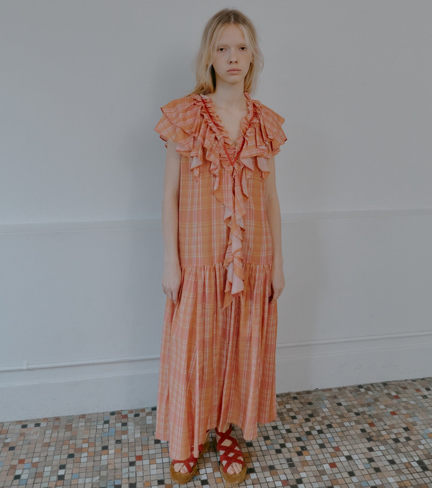 Plaid Print Maxi Dress