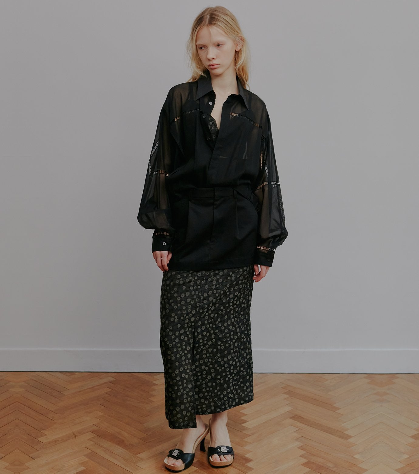 Floral Jacquard Layered Skirt