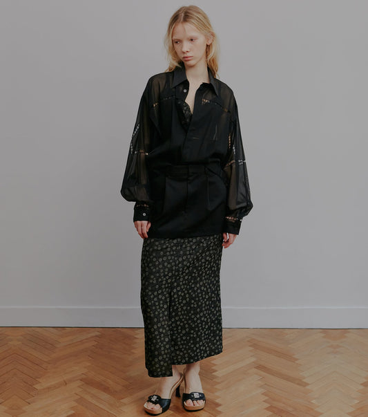 Floral Jacquard Layered Skirt