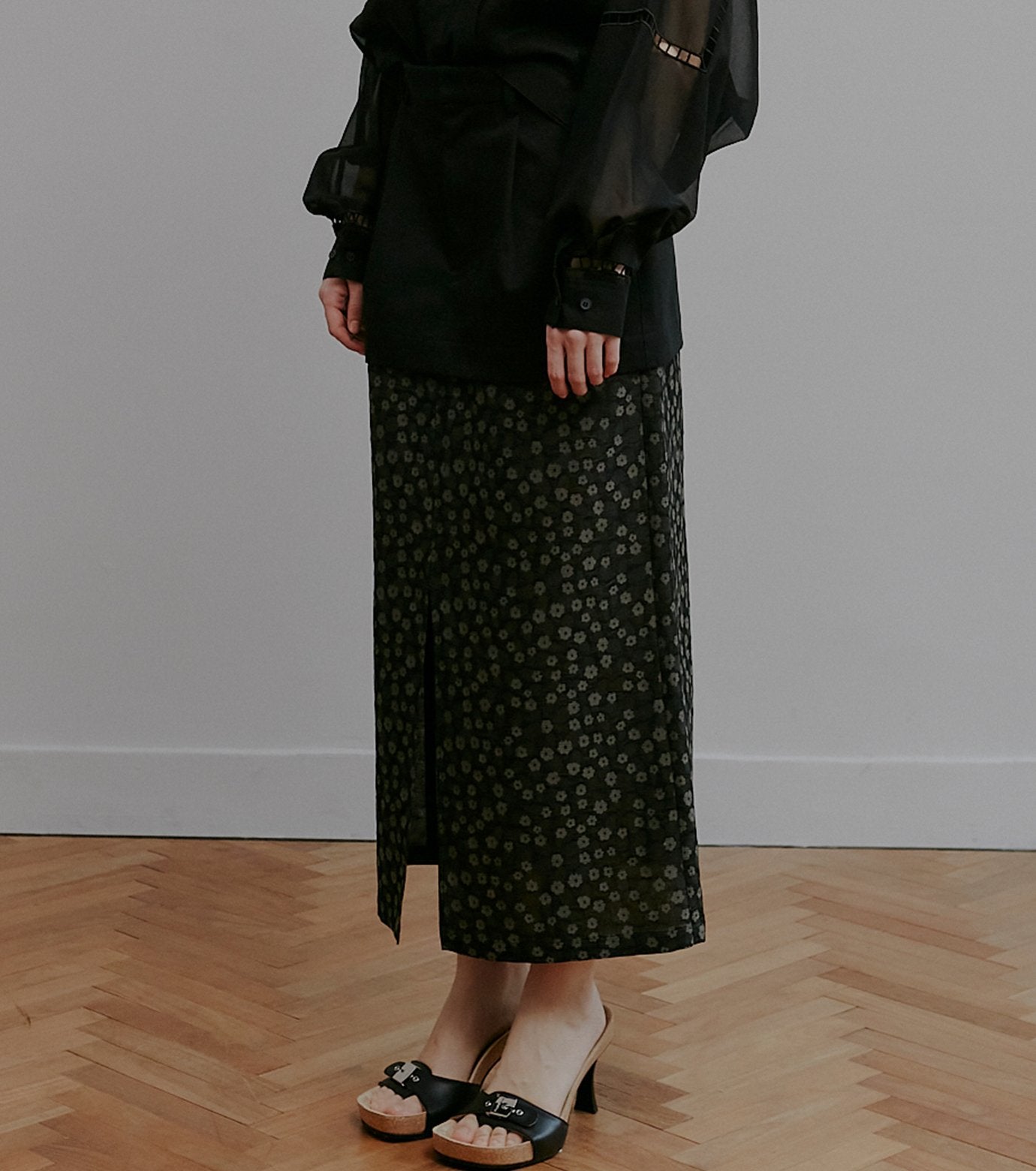 Floral Jacquard Layered Skirt