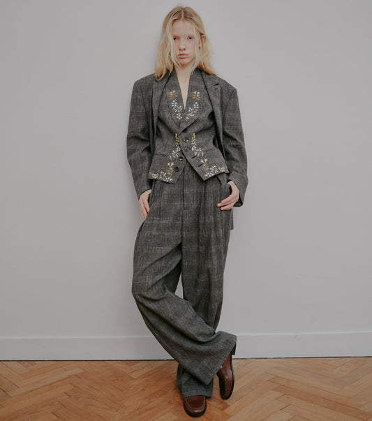 Jacquard Tuck-Detail Trousers