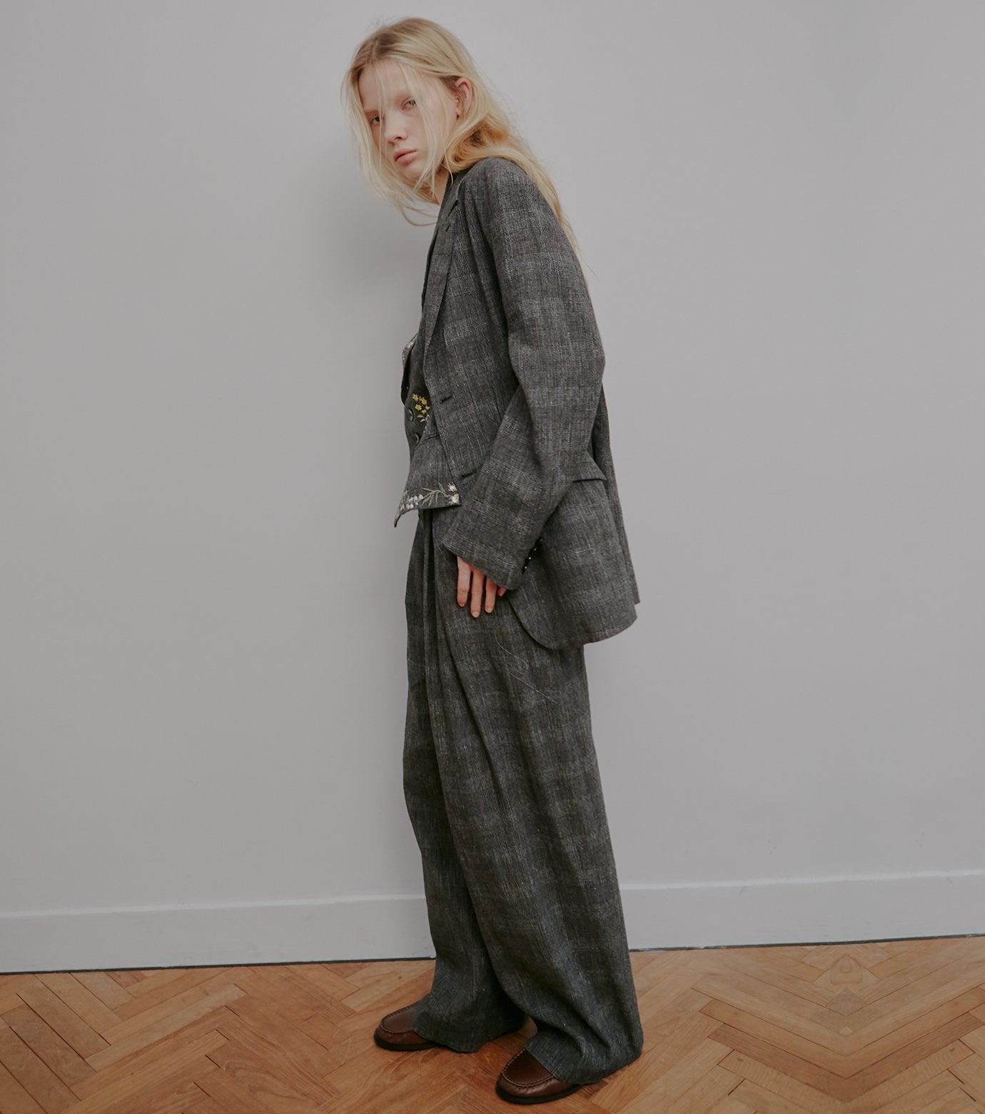 Jacquard Tuck-Detail Trousers