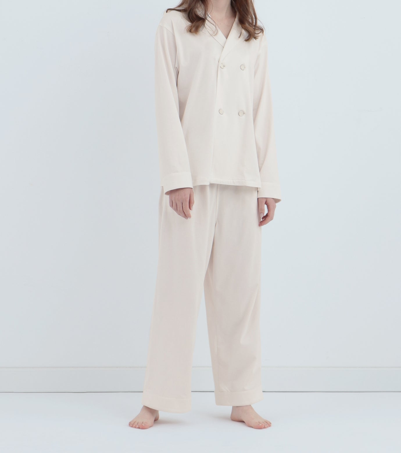 Royal Organic Cotton Double Button Pajamas Off-White
