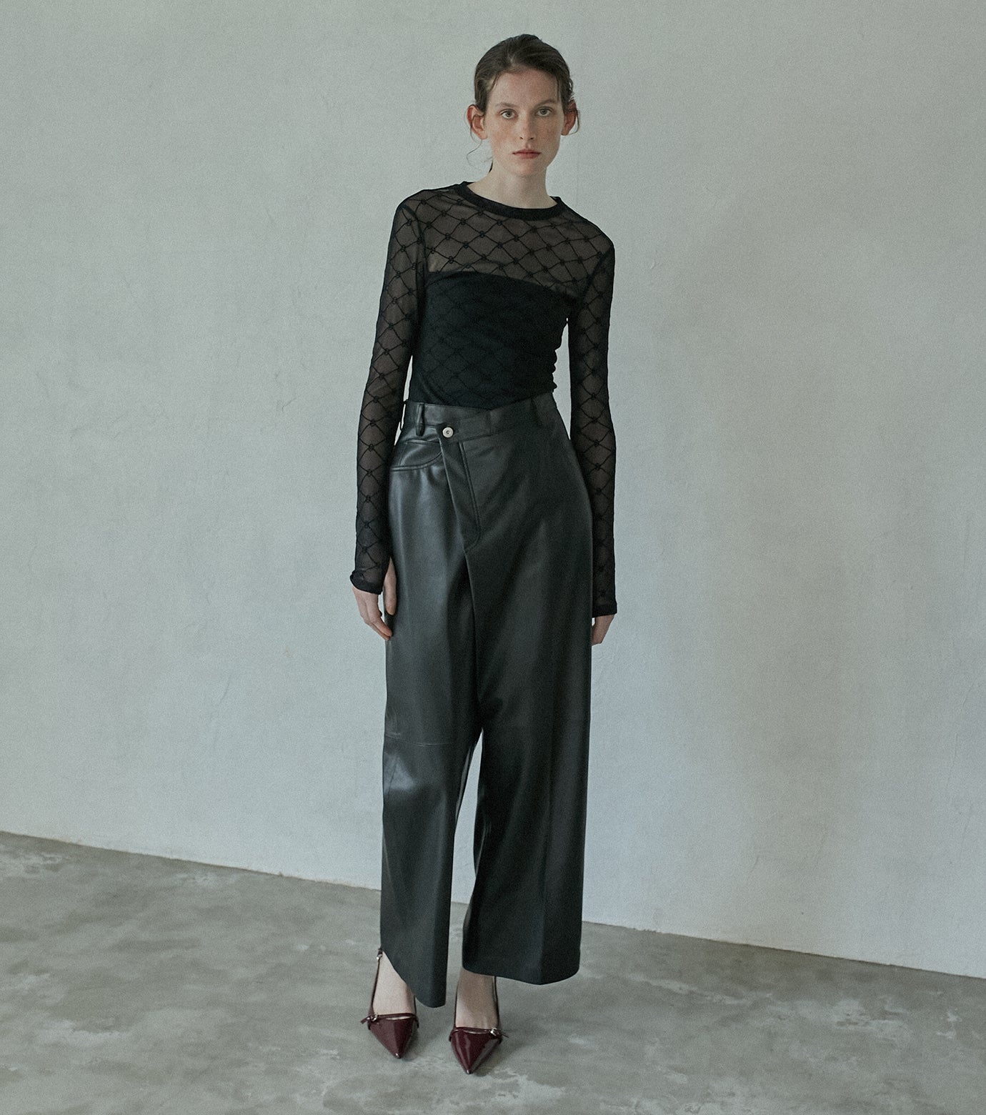 Asymmetry Leather Pants