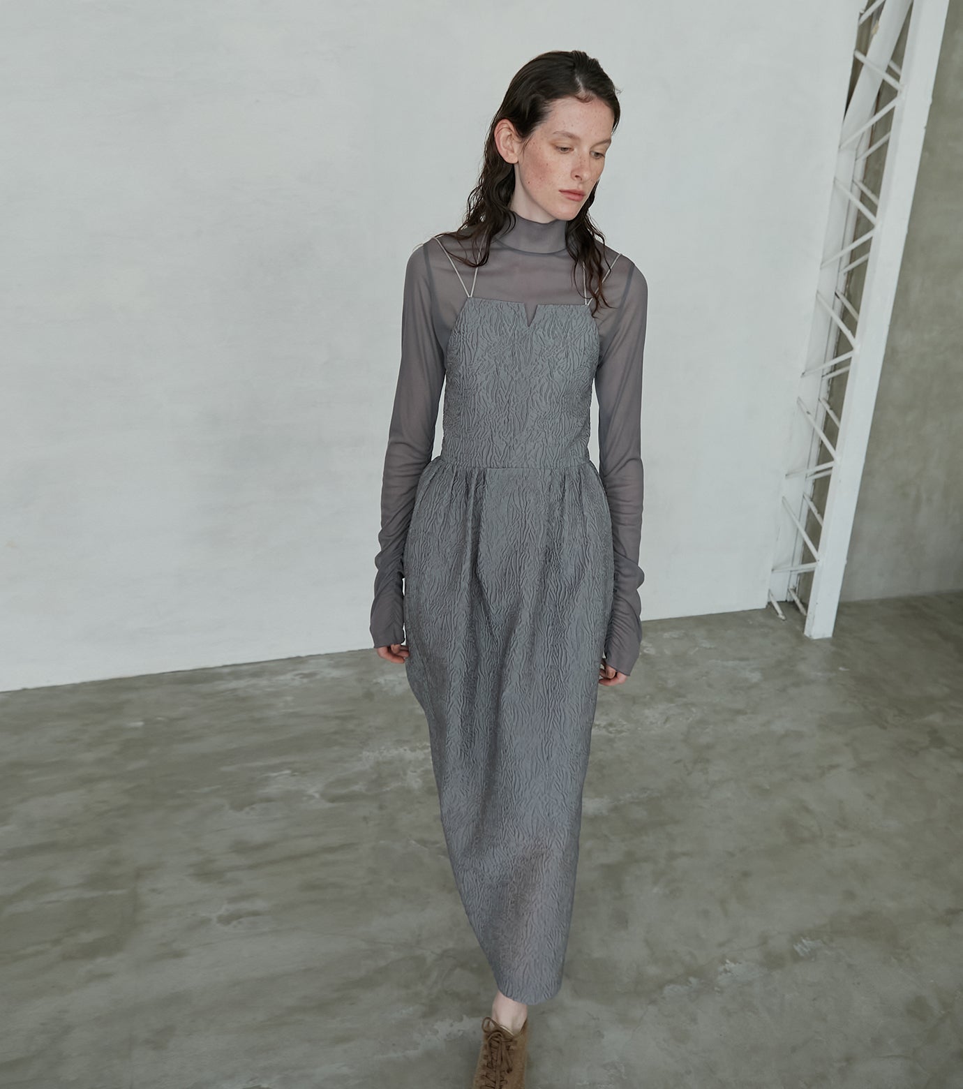 Halterneck Barrel Jacquard Dress