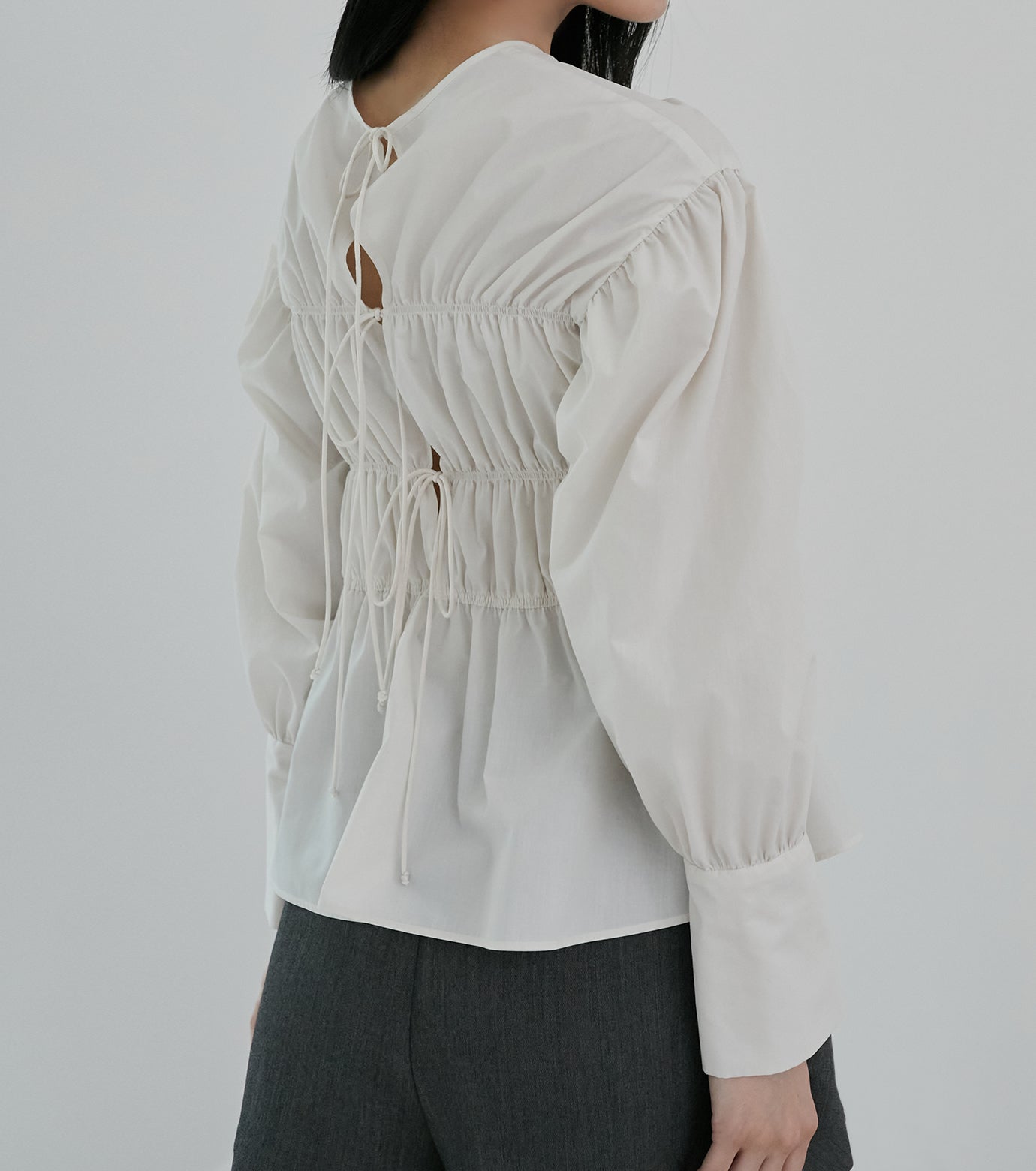 Back Ribbon Shirring Blouse