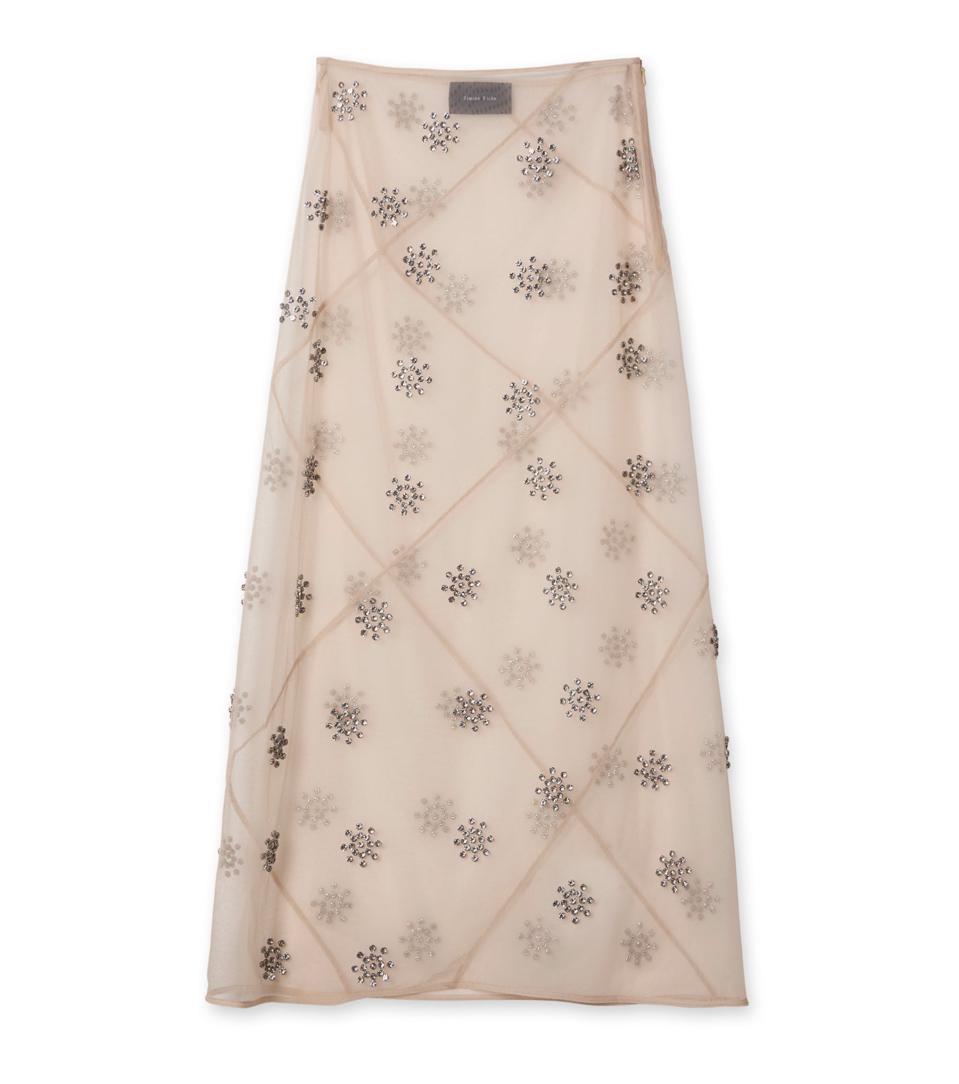 Sheer Spiral Midi Skirt Emb