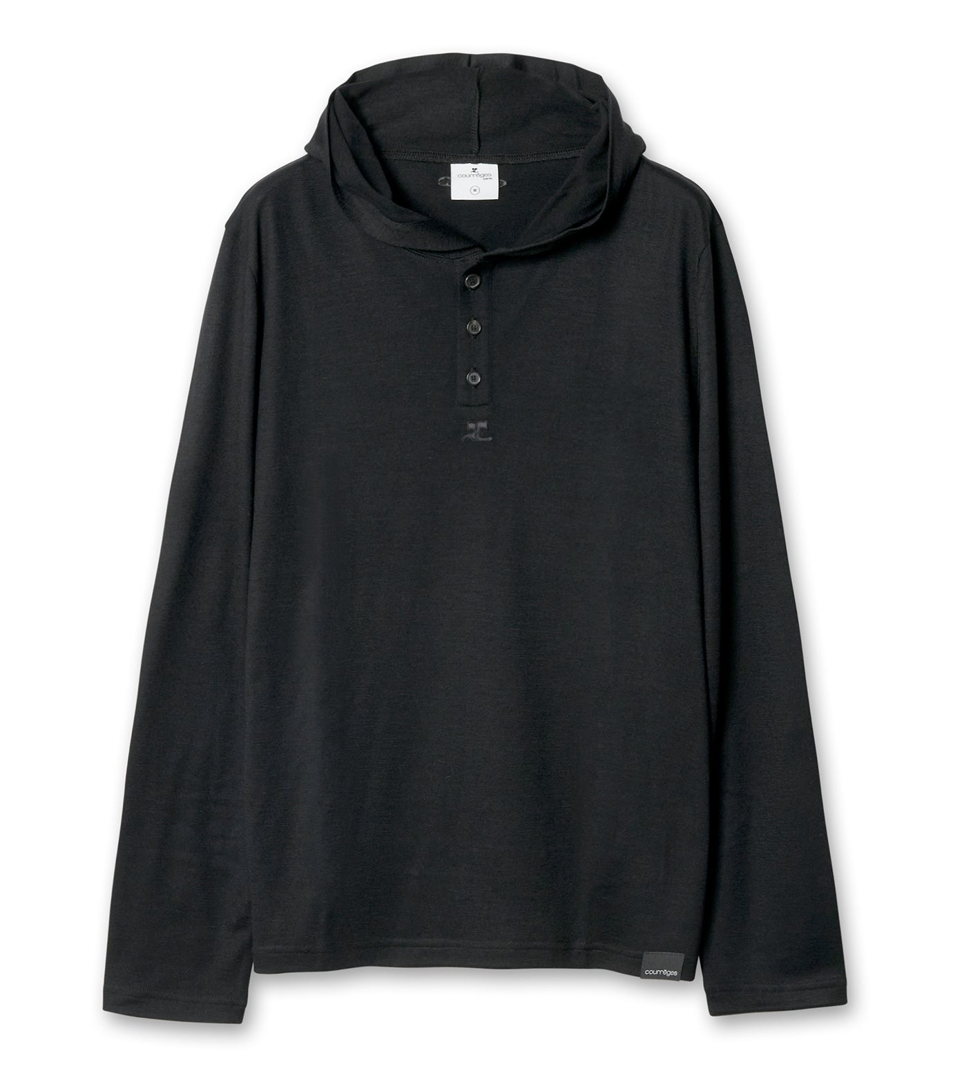 HOODED SNAPPED WOOL T-SHIRT