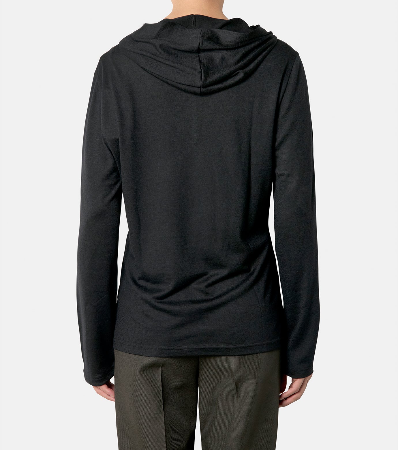 HOODED SNAPPED WOOL T-SHIRT