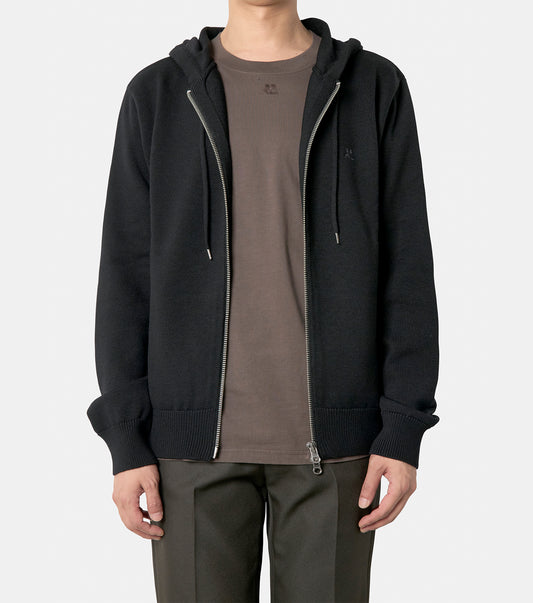 ZIPPED  WOOL HOODED CARDIGAN