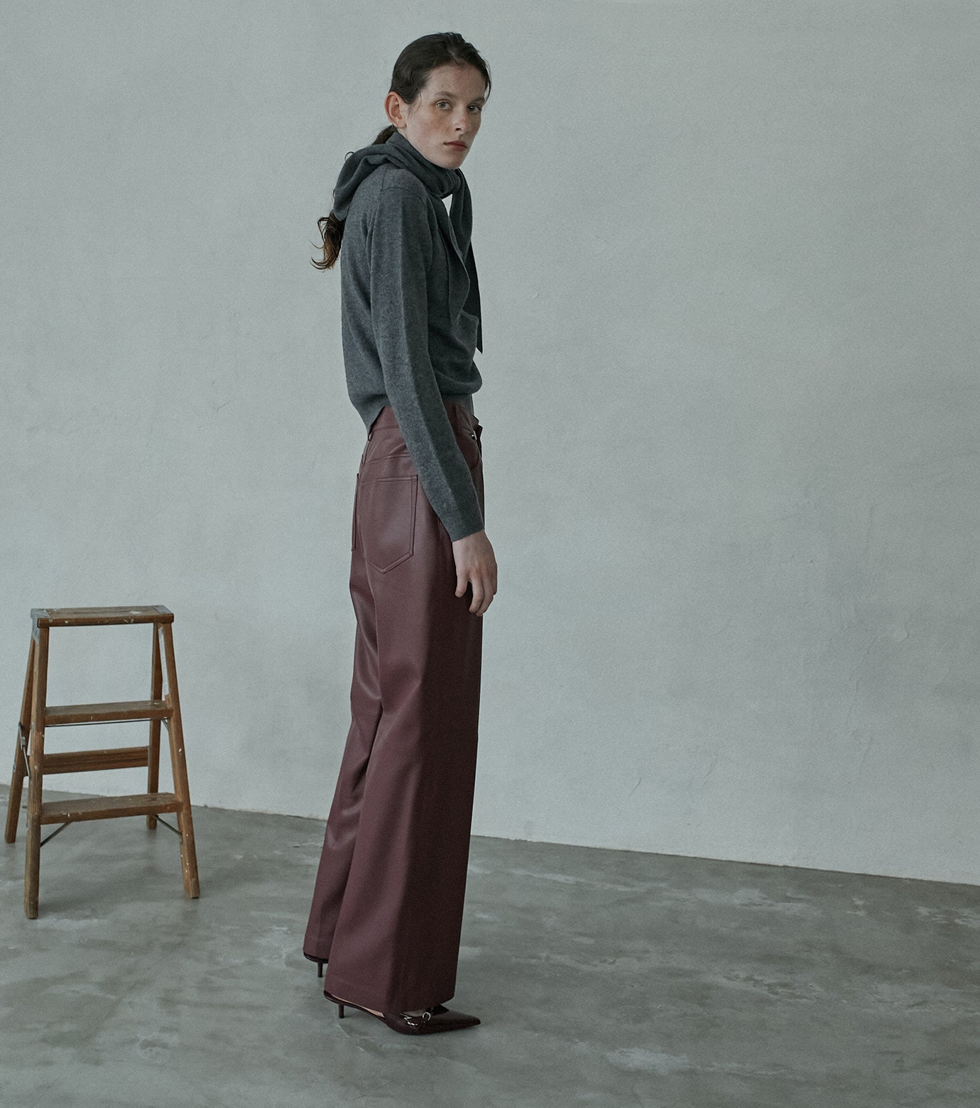 Asymmetry Leather Pants