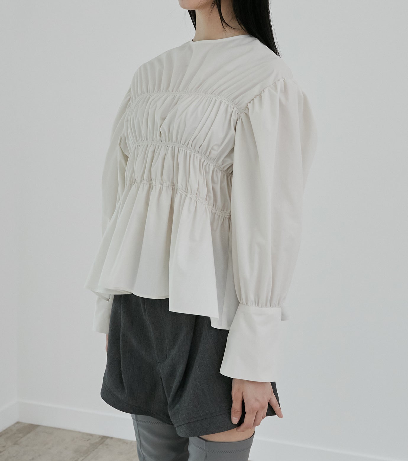 Back Ribbon Shirring Blouse