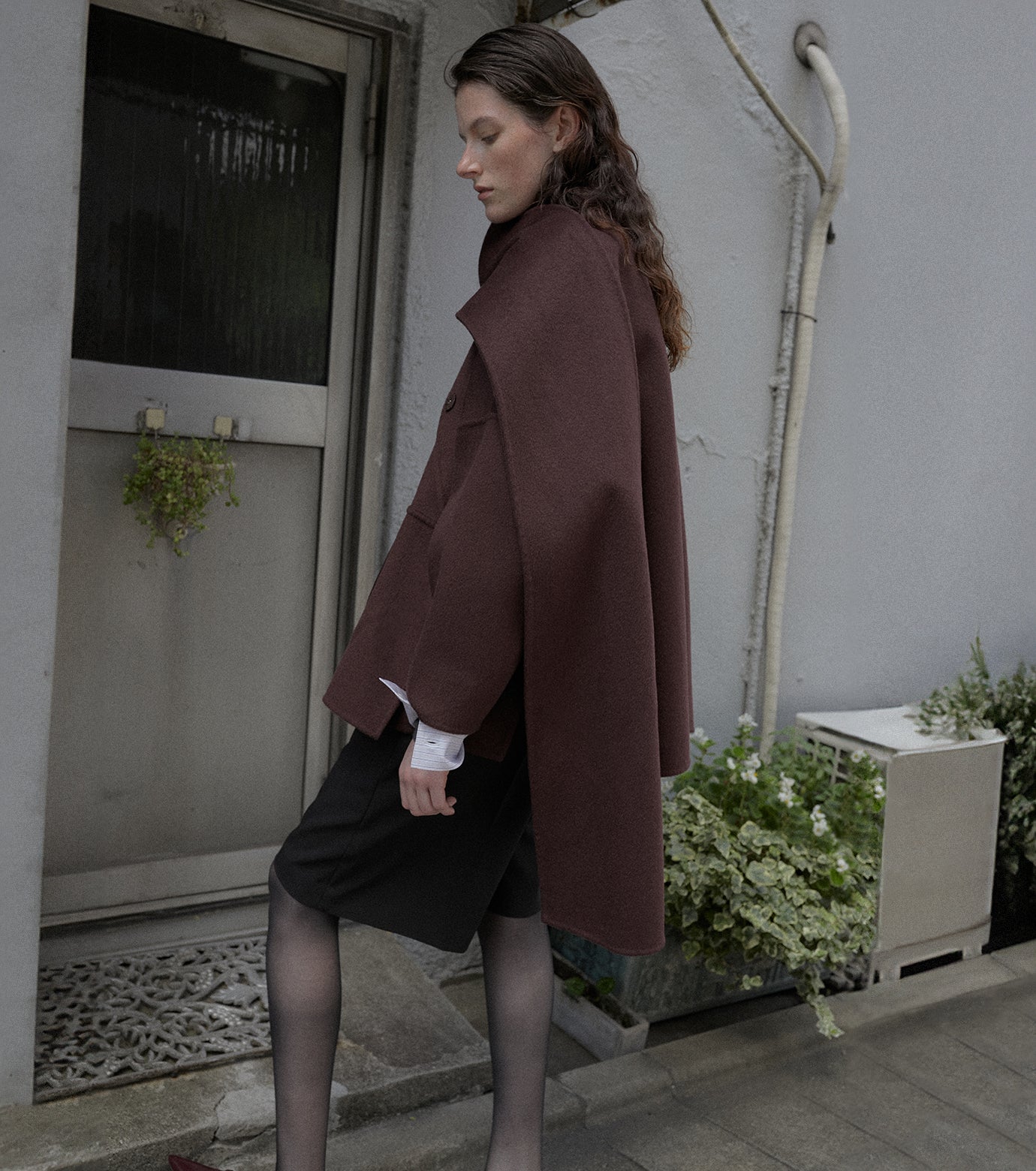 Double Face Scarf Wool Coat