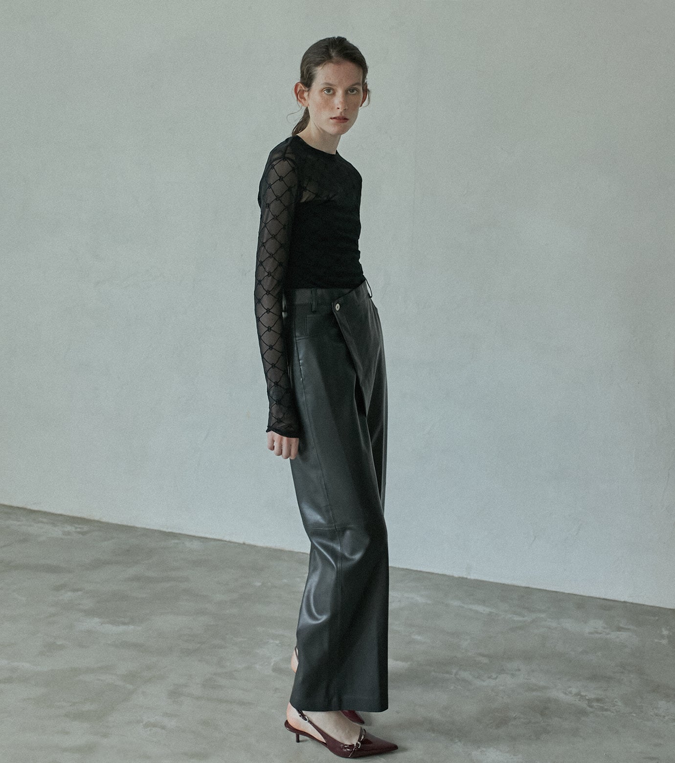 Asymmetry Leather Pants