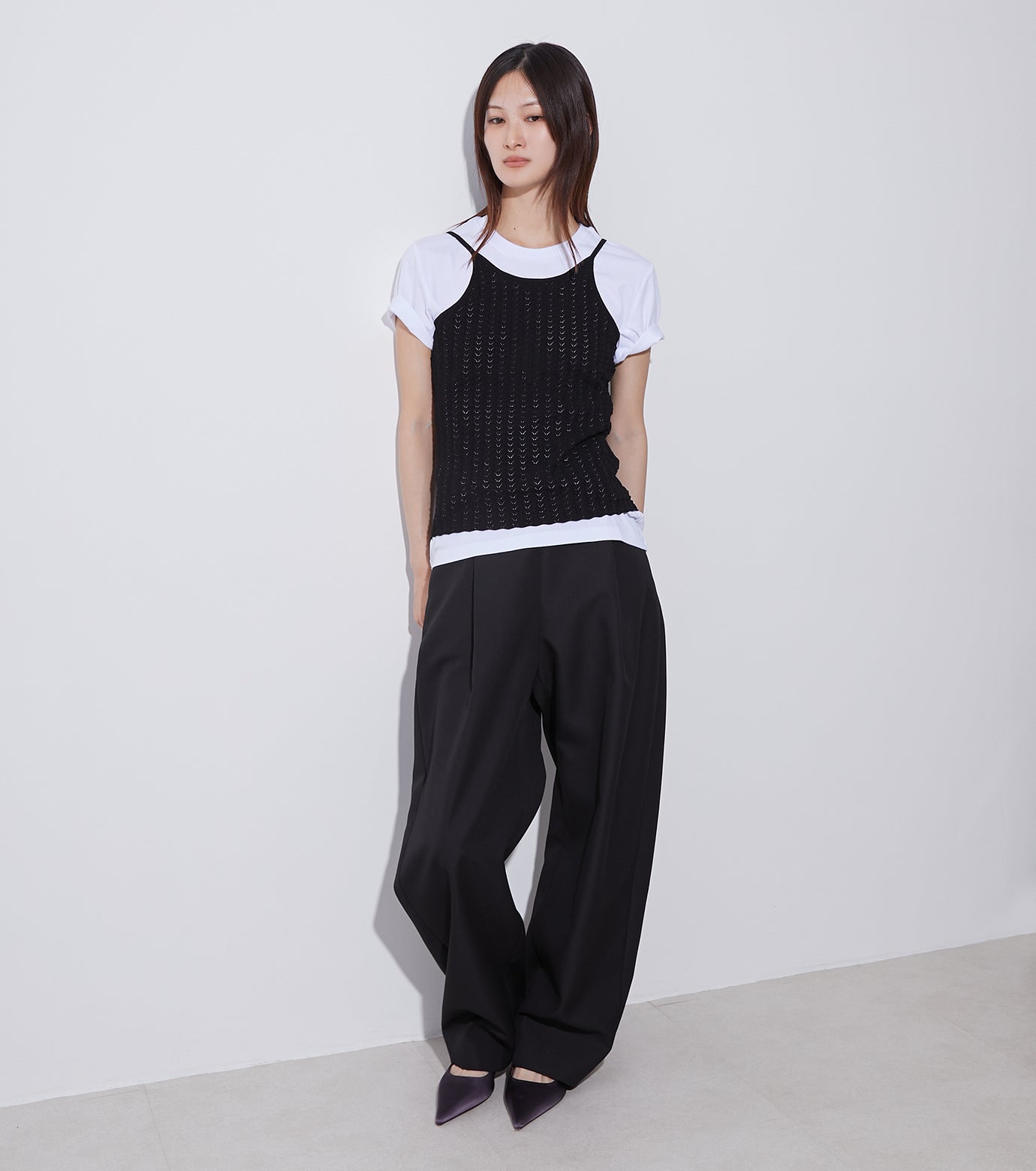 Eyelet Pattern Knit Camisol