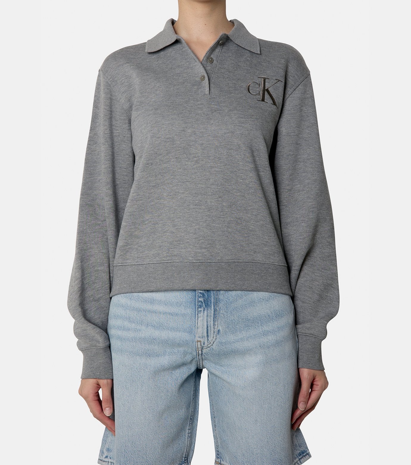 COTTON MODAL FLEECE POLO SWEATSHIRT