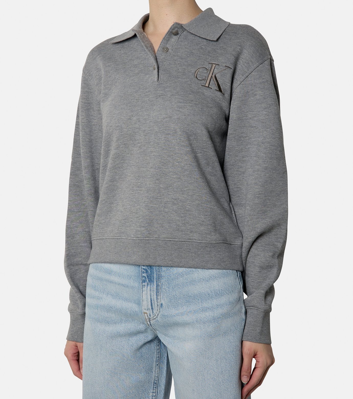 COTTON MODAL FLEECE POLO SWEATSHIRT
