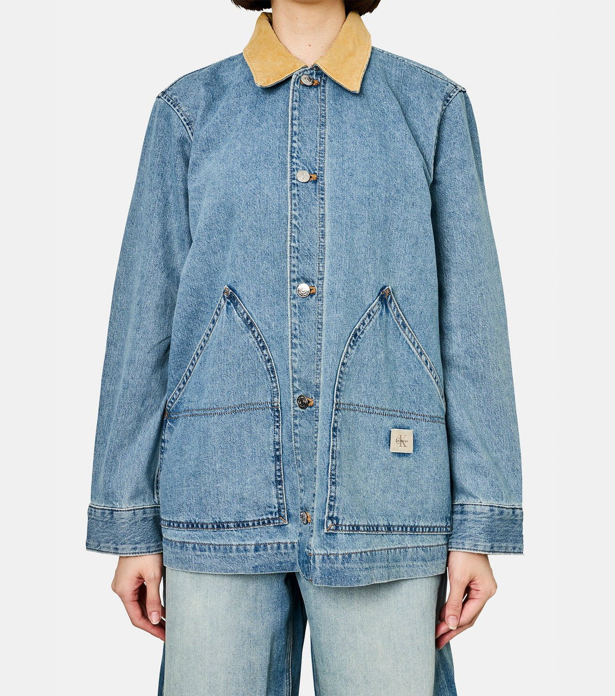 CONTRAST COLLAR CHORE COAT
