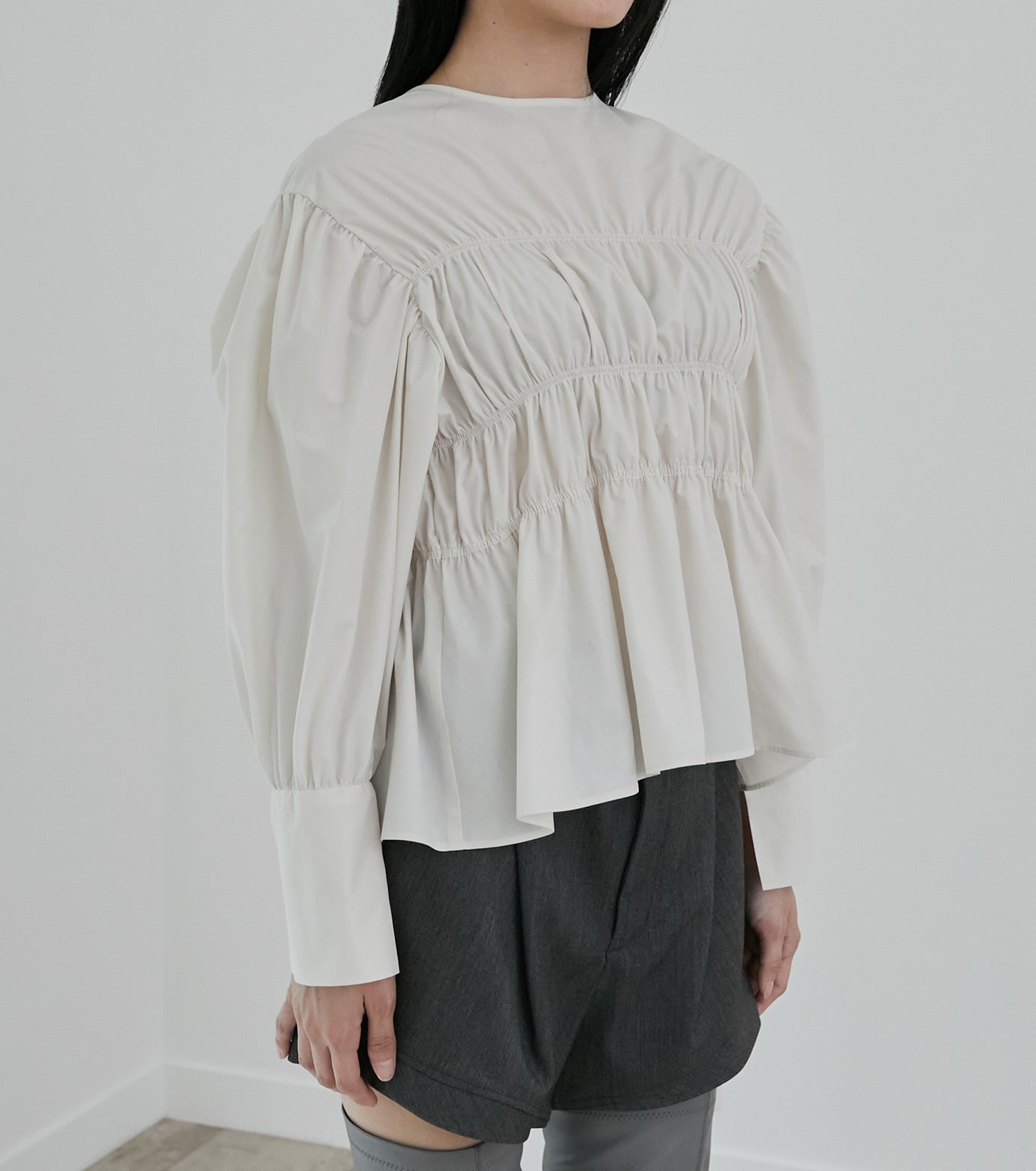 Back Ribbon Shirring Blouse