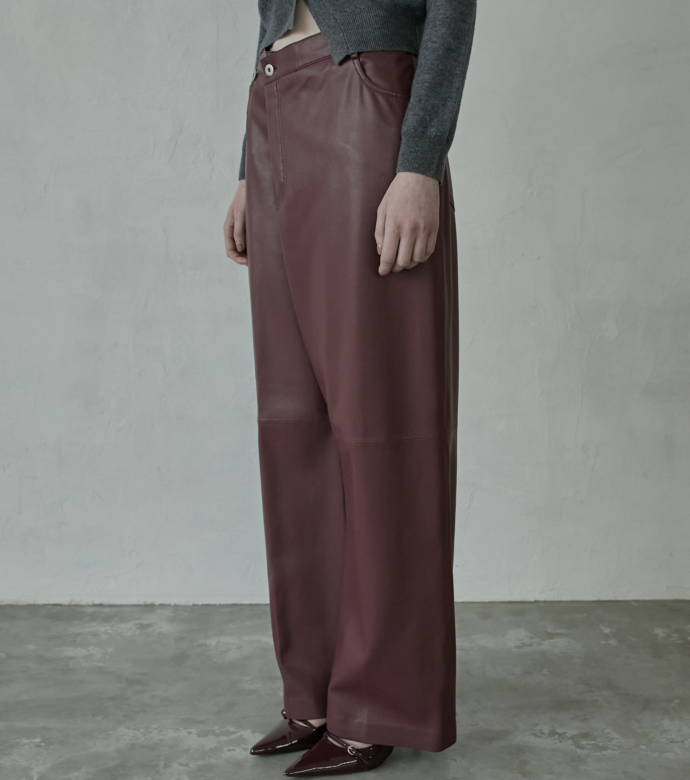 Asymmetry Leather Pants