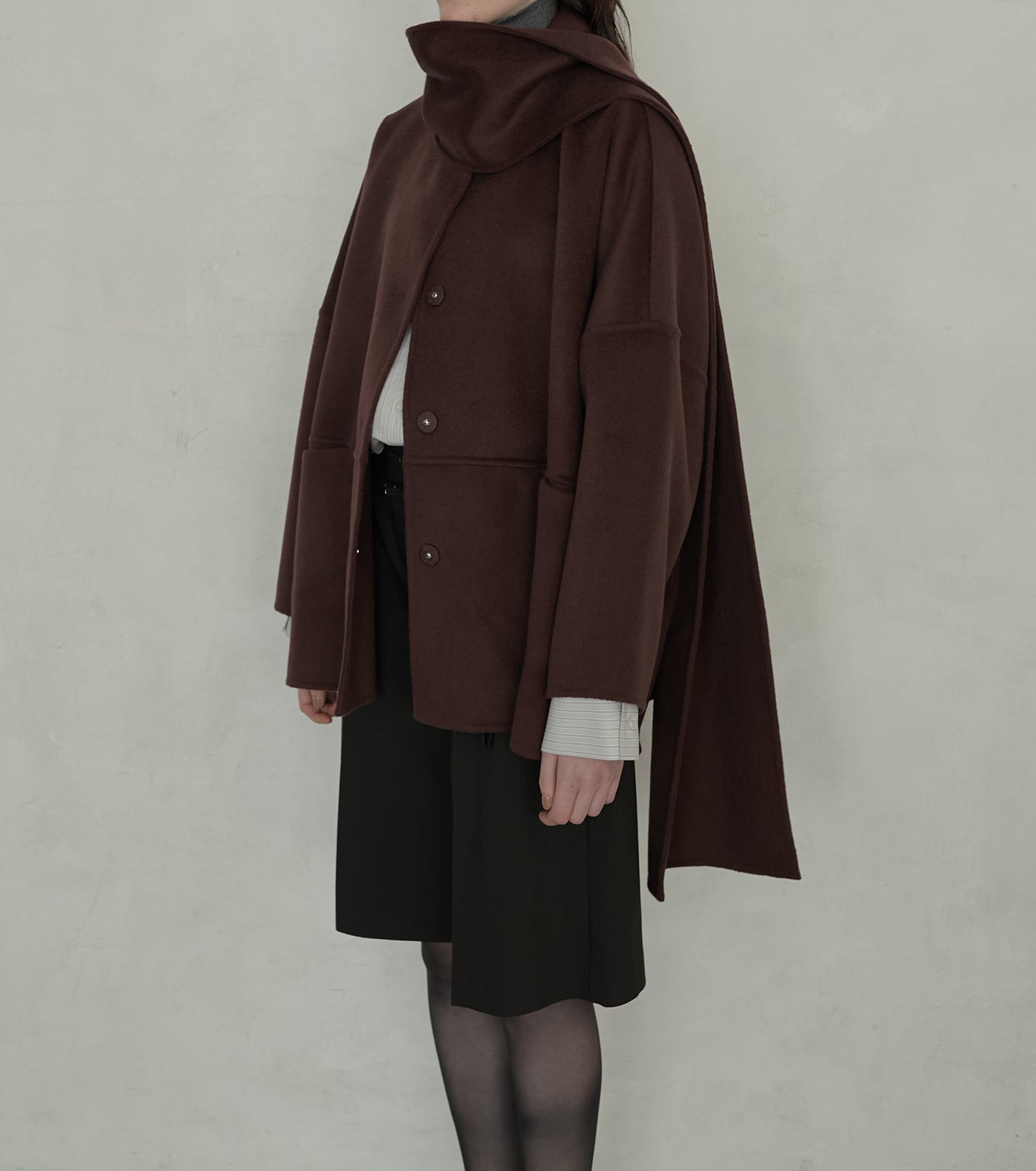 Double Face Scarf Wool Coat