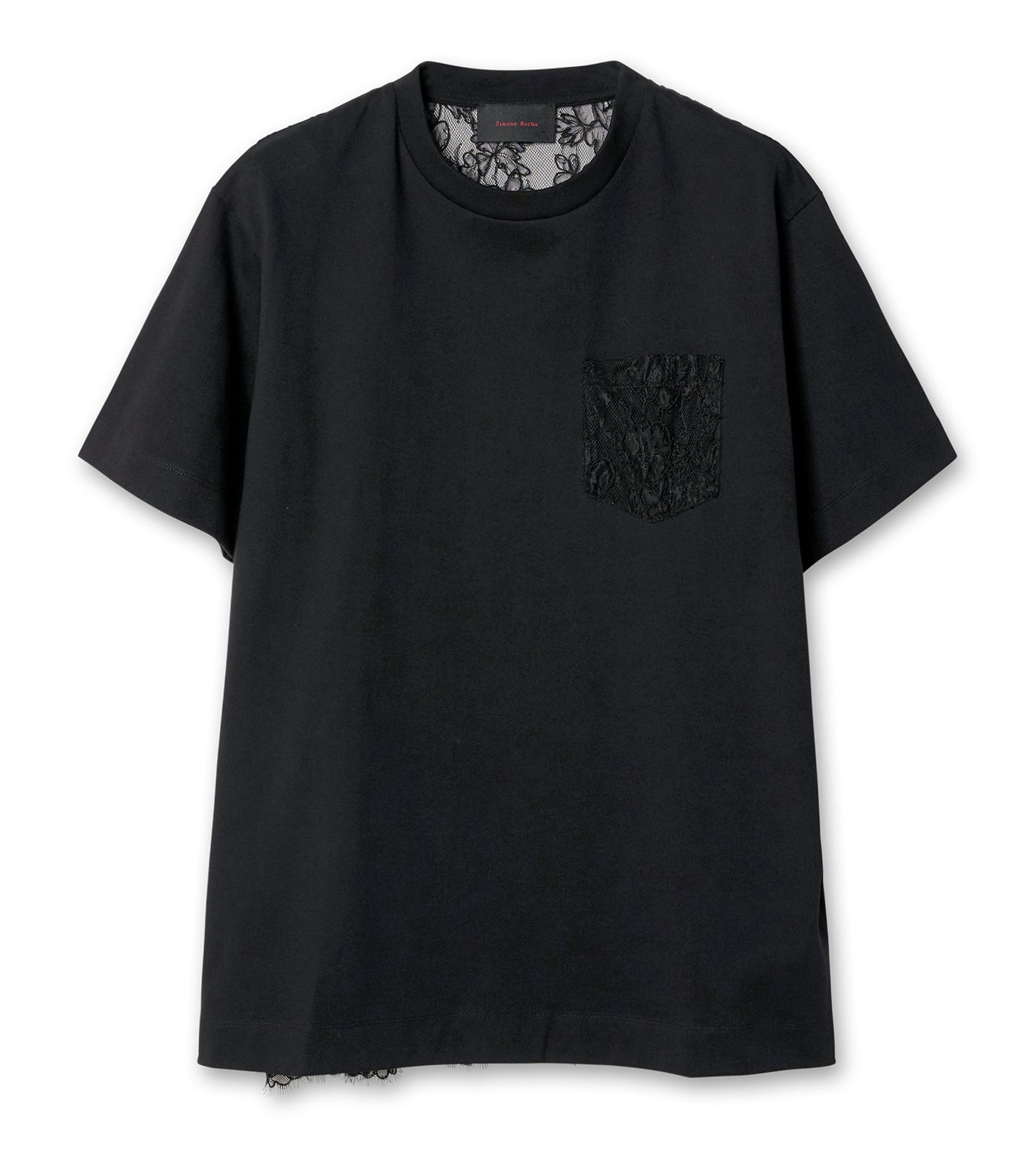 BOXY T-SHIRT W/ SHEER LACE BACK PANE