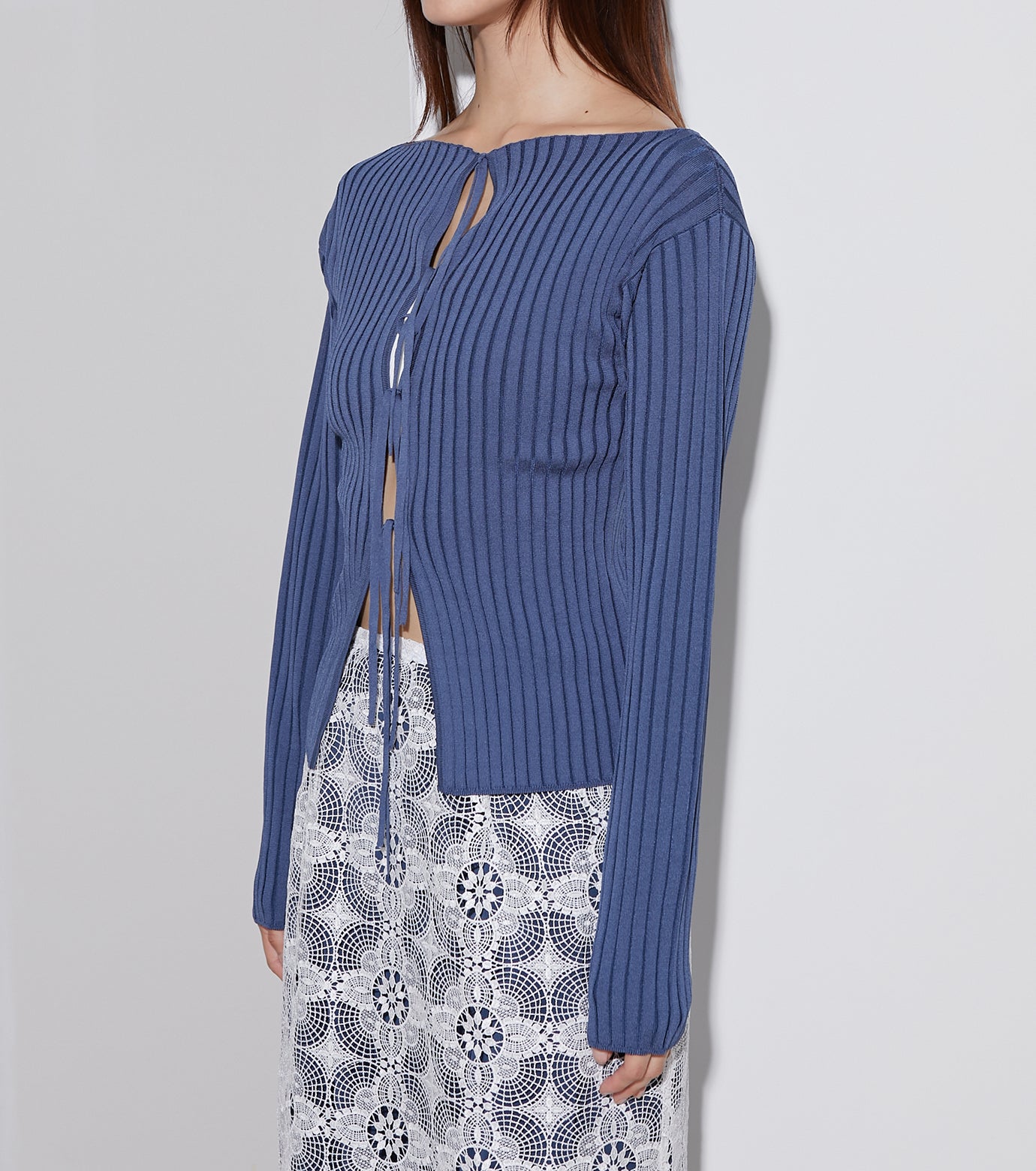 Lace-up Rib Knit