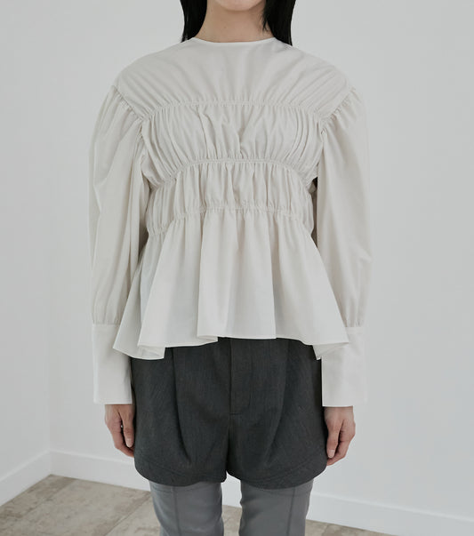 Back Ribbon Shirring Blouse